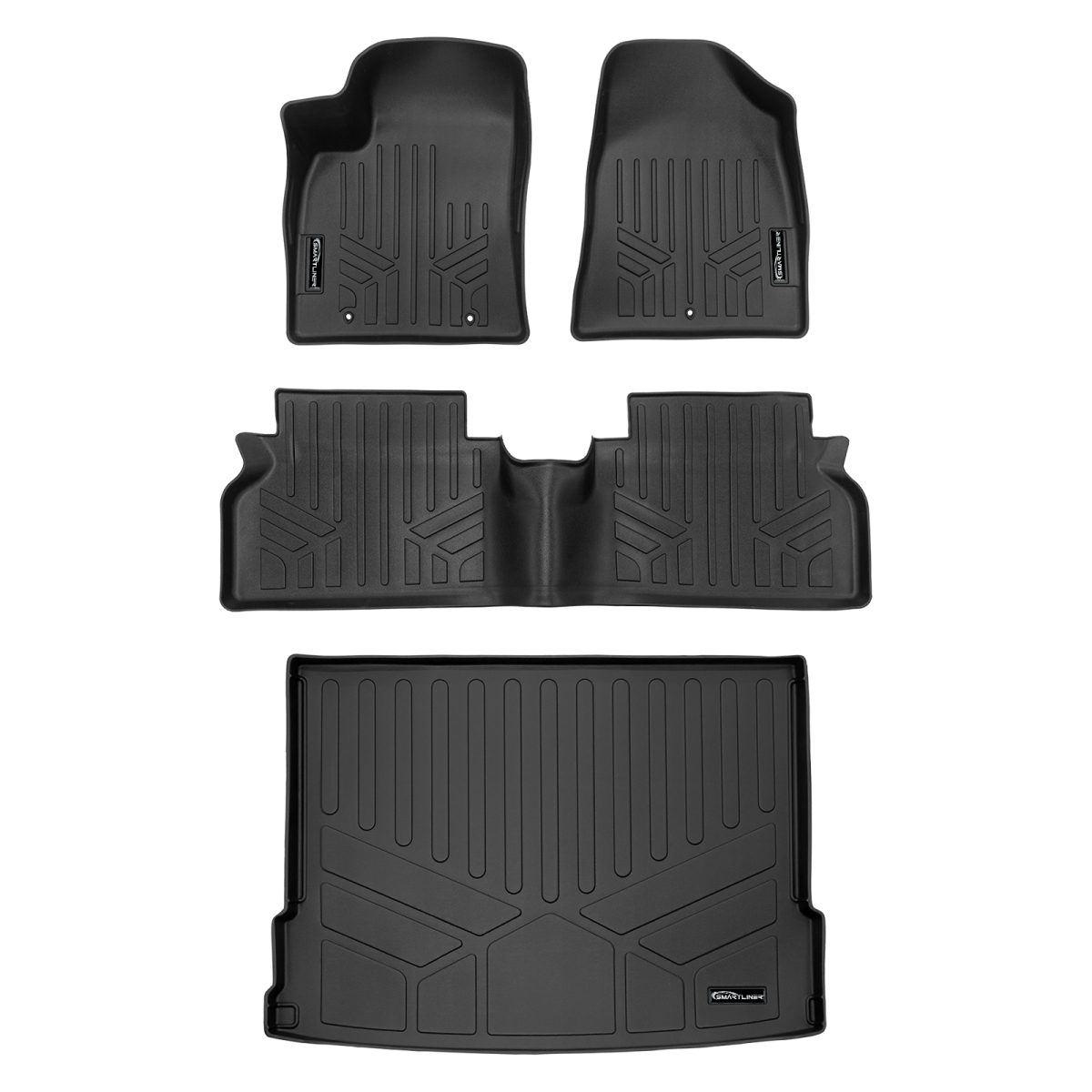 SA0747-B0747-D0725 All Weather Protection 2 Row Floor Mats & Cargo Liner Set for 2024-2025 Hyundai Kona Electric, Black