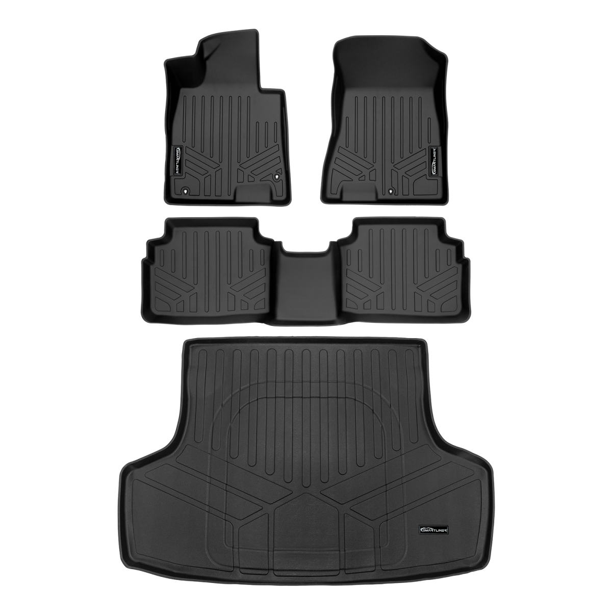 SA0491-B0491-D0745 All Weather Protection 2 Row Floor Liners & Cargo Liner Behind the 2nd Row Seats for 2020-2025 Hyundai Sonata AWD, Black