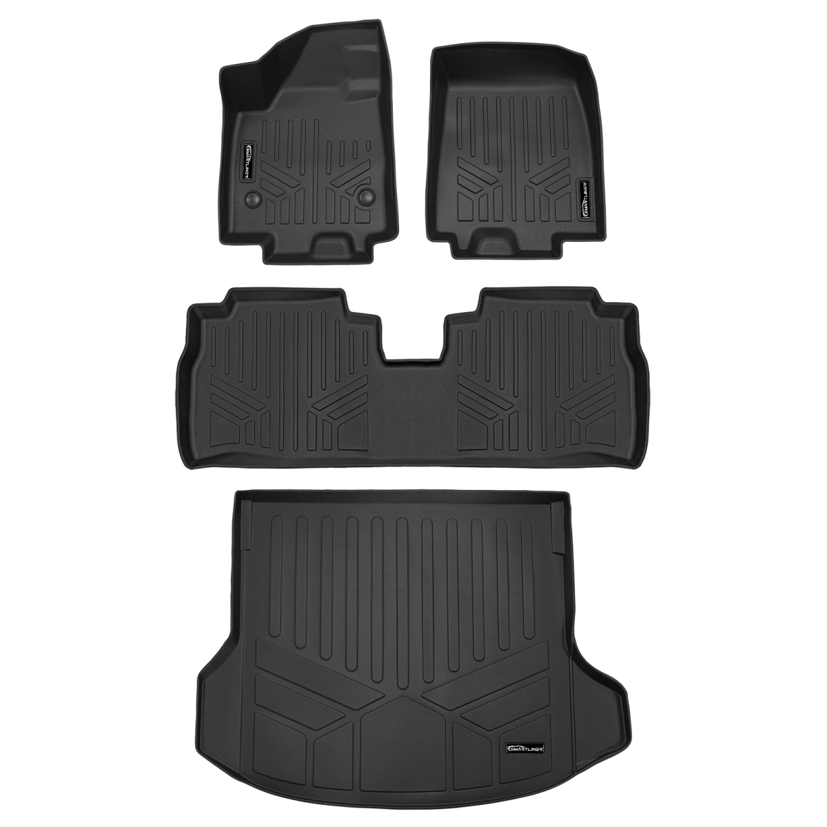 SA0754-B0754-D0754 All Weather Protection 2 Row Floor Liners & Cargo Liner Behind the 2nd Row Seats for 2024-2025 Chevrolet Equinox EV, Black
