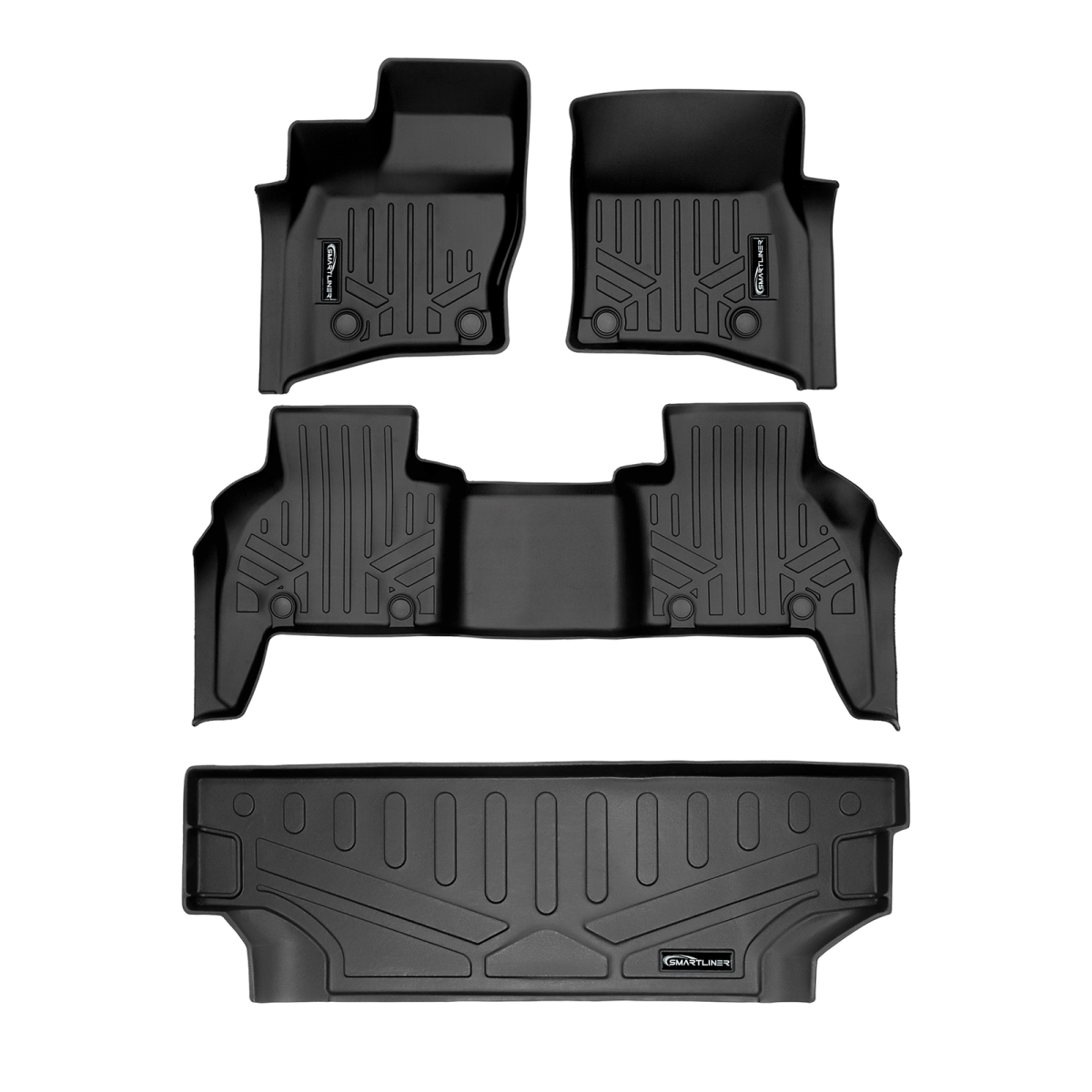 SA0564-B0629-E0564 All Weather 2 Row Floor Mats & Cargo Liner Behind the 2nd Row Set for 2023-2024 Land Rover Defender 130, Black