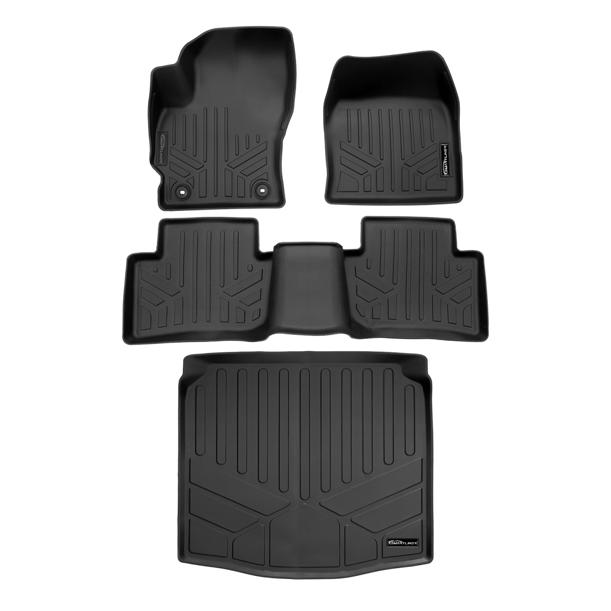 SA0732-B0732-D0598 All Weather 2 Row Floor Mats & Cargo Liner Set for 2022-2023 Toyota Corolla Cross, Black