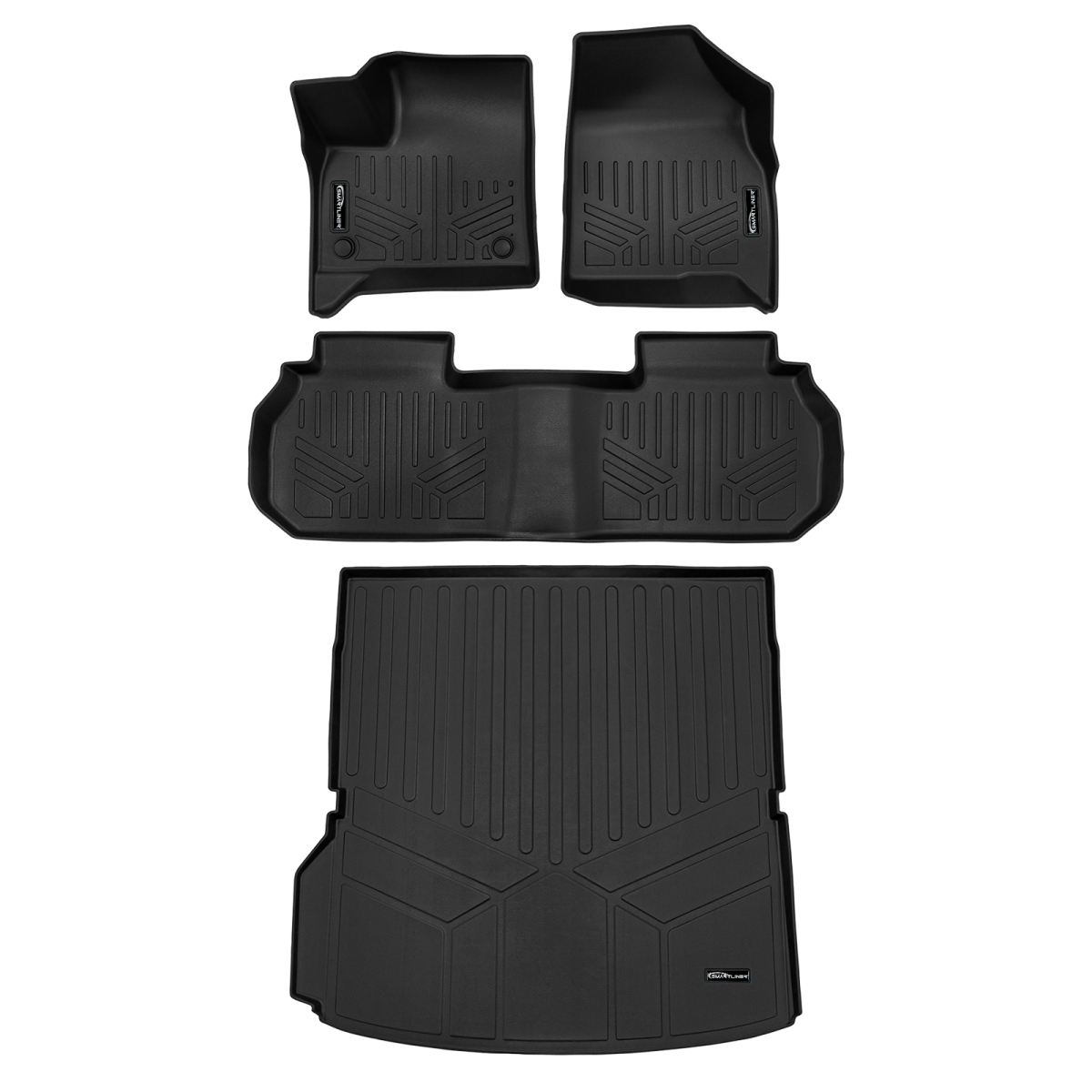 SA0757-B0757-D0757 All Weather Protection 2 Row Floor Liners & Cargo Liner Behind the 2nd Row Seats for 2024-2025 Chevrolet Traverse, Black