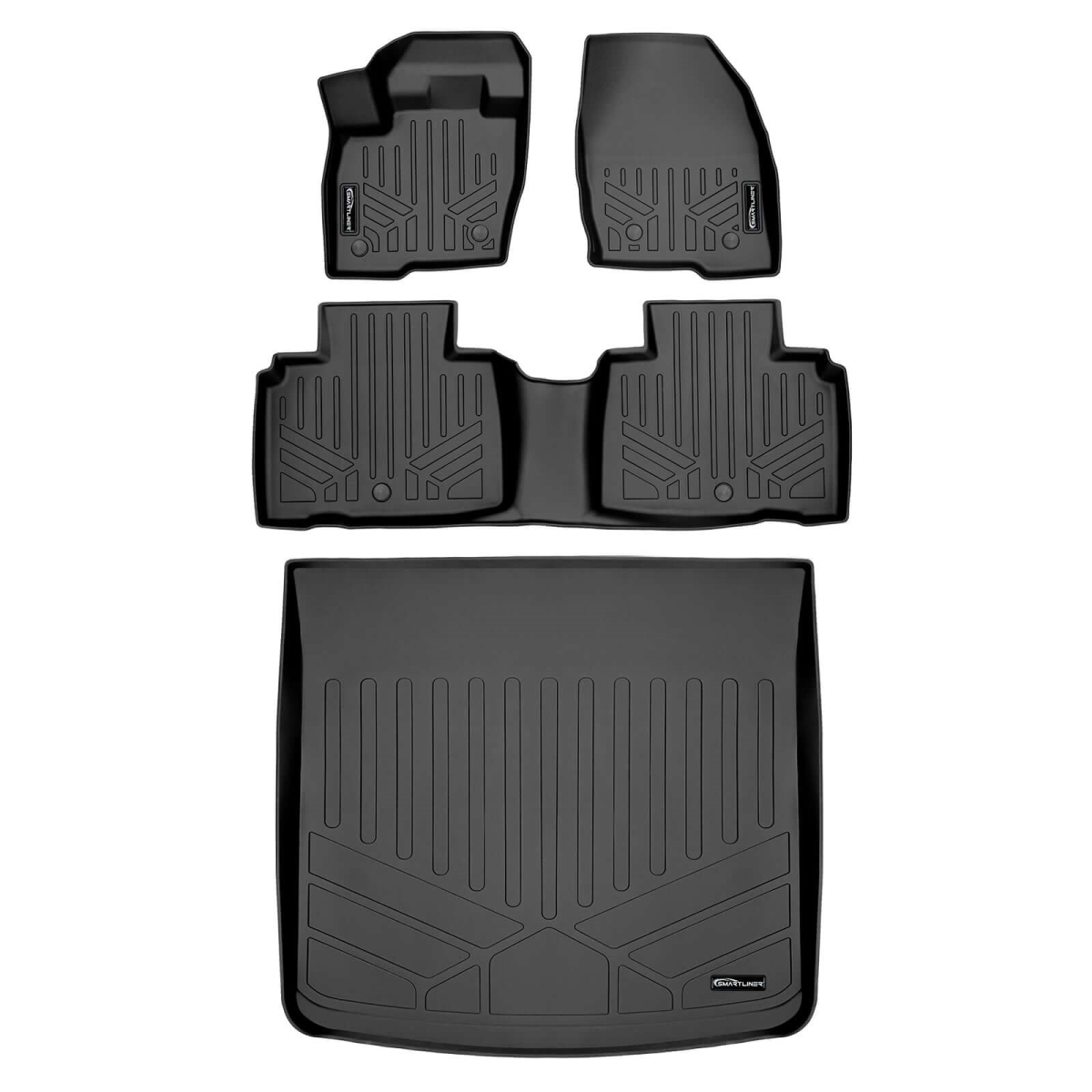 SA0446-B0446-D0446-N1 All Weather Protection 2 Row Floor Liners & Cargo Liner Behind the 2nd Row Seats for 2019-2023 Lincoln Nautilus, Black