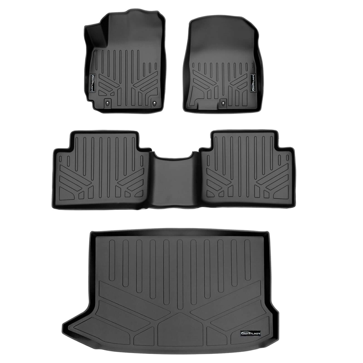 SA0371-B0371-D0371-N1 All Weather Protection 2 Row Floor Liners & Cargo Liner Behind the 2nd Row Seats for 2022-2023 Hyundai Kona, Black