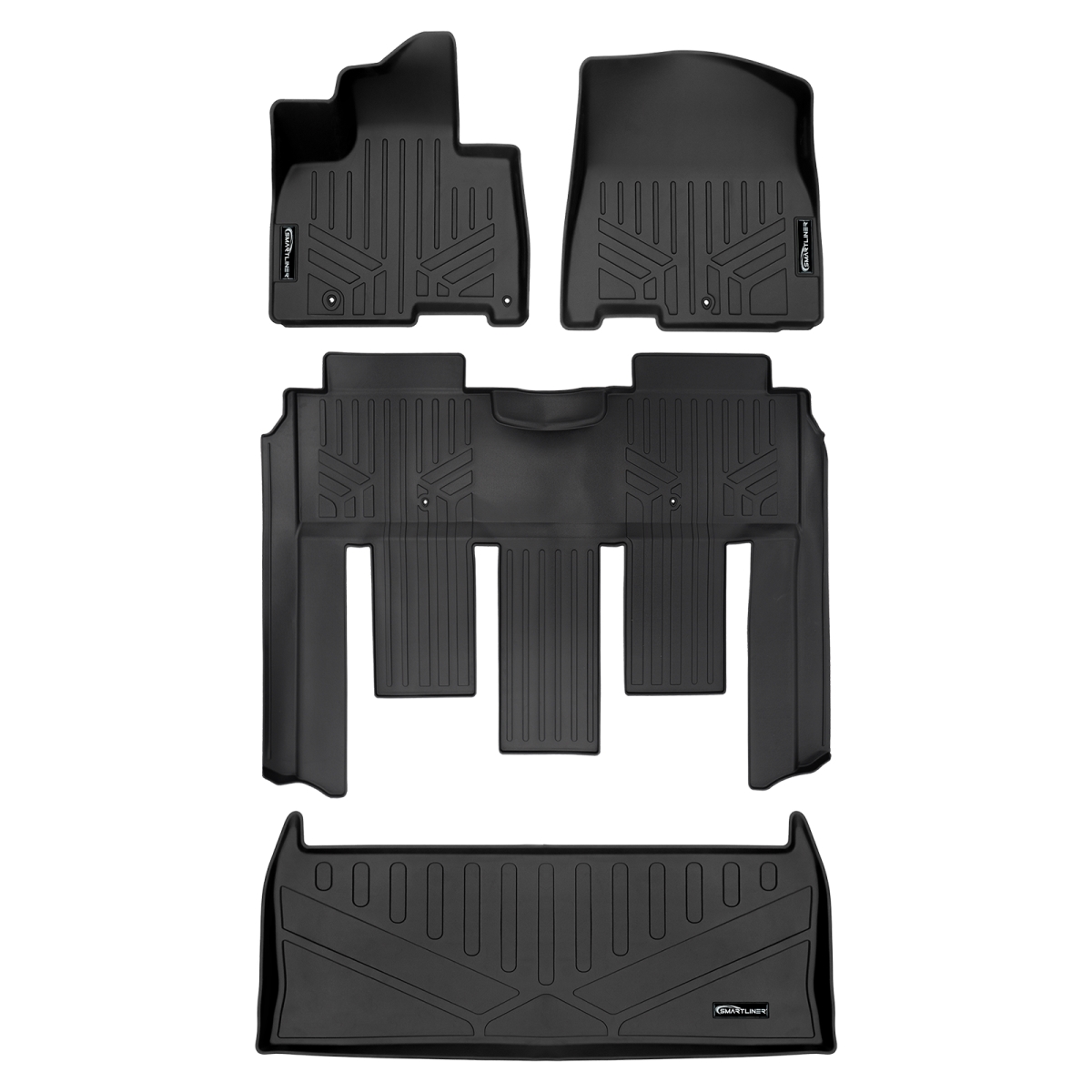 SA0556-B0730-E0556 All Weather Protection 2 Row Floor Liners & Cargo Liner Behind the 3rd Row Seats for 2022-2025 Kia Carnival, Black