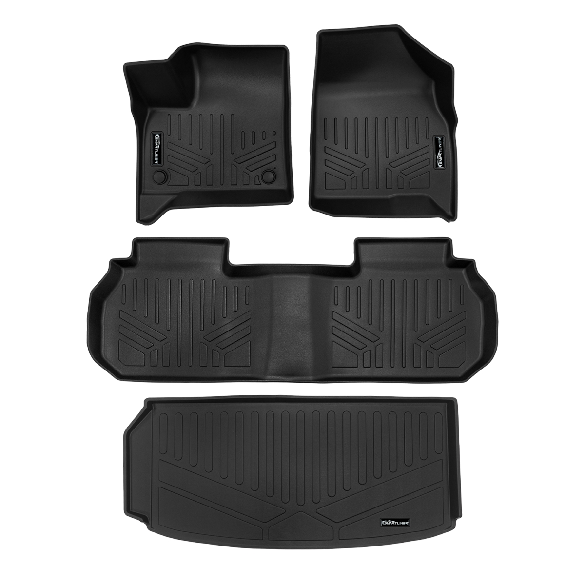 SA0757-B0757-E0757 All Weather Protection 2 Row Floor Liners & Cargo Liner Behind the 3rd Row Seats for 2024-2025 Chevrolet Traverse, Black