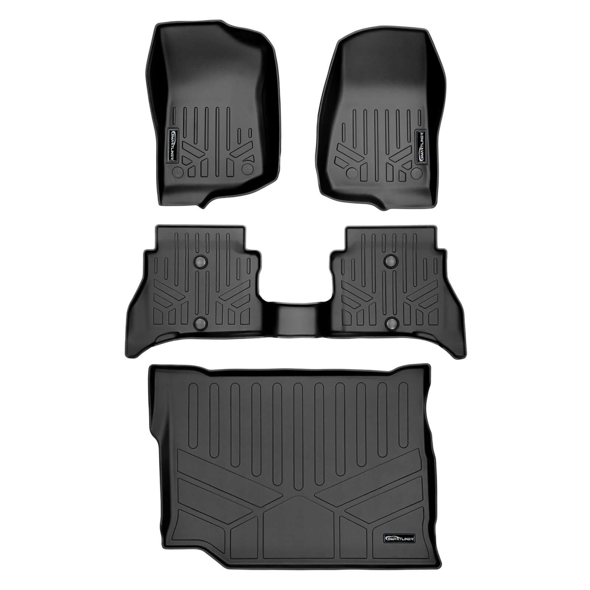 SA0316-R-B0590-D0590 All Weather 2 Row Floor Mat & Cargo Liner Set for 2021-2023 Jeep Wrangler 4XE, Black