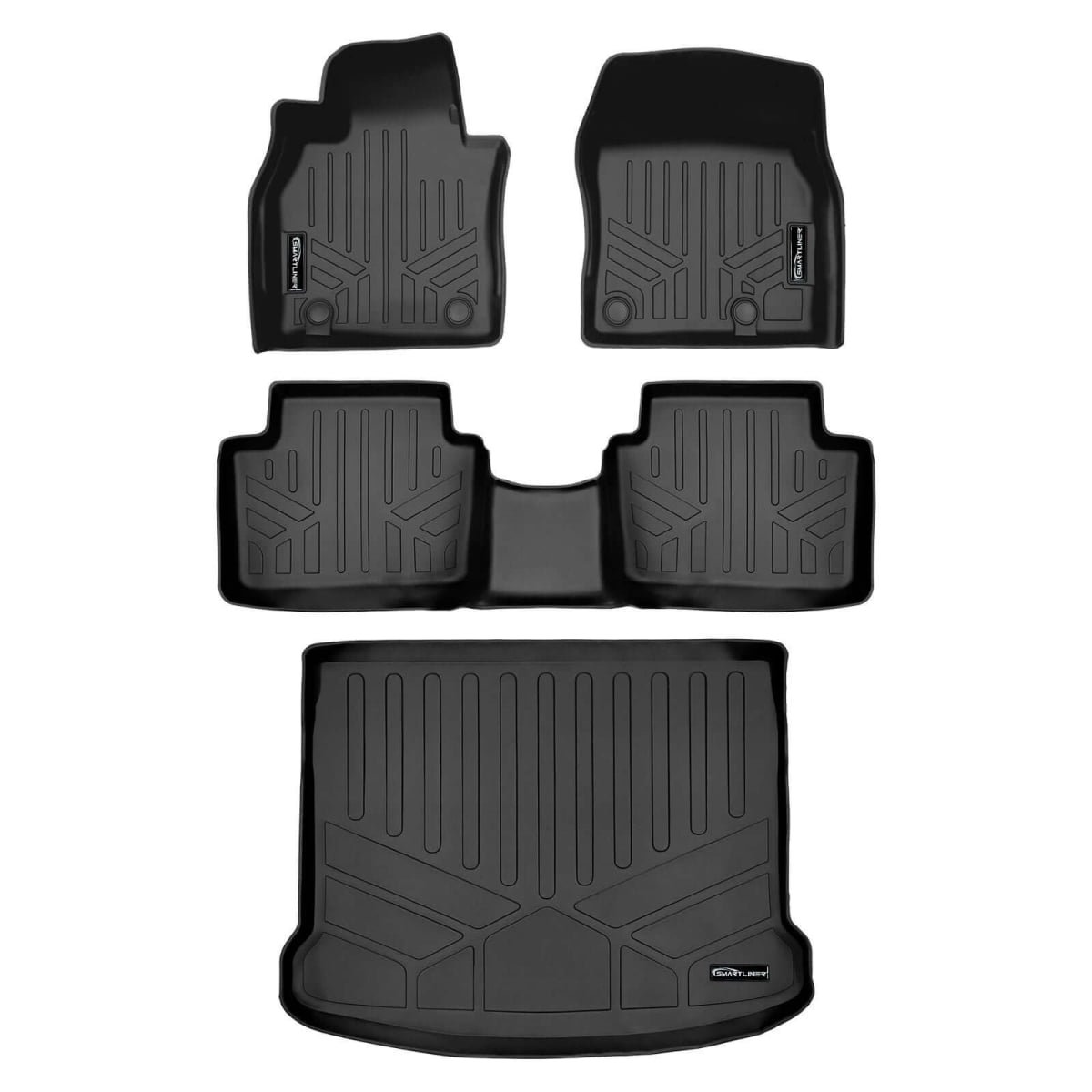 SA0609-B0609-D0610 All Weather 2 Row Floor Mats & Cargo Liner Set for 2019-2023 Mazda 3, Black - FWD Hatchback Models