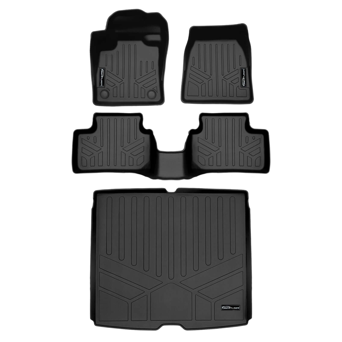SA0617-B0617-D0588 All Weather 2 Row Floor Mats & Cargo Liner Set for 2021-2023 Volvo XC40, Black