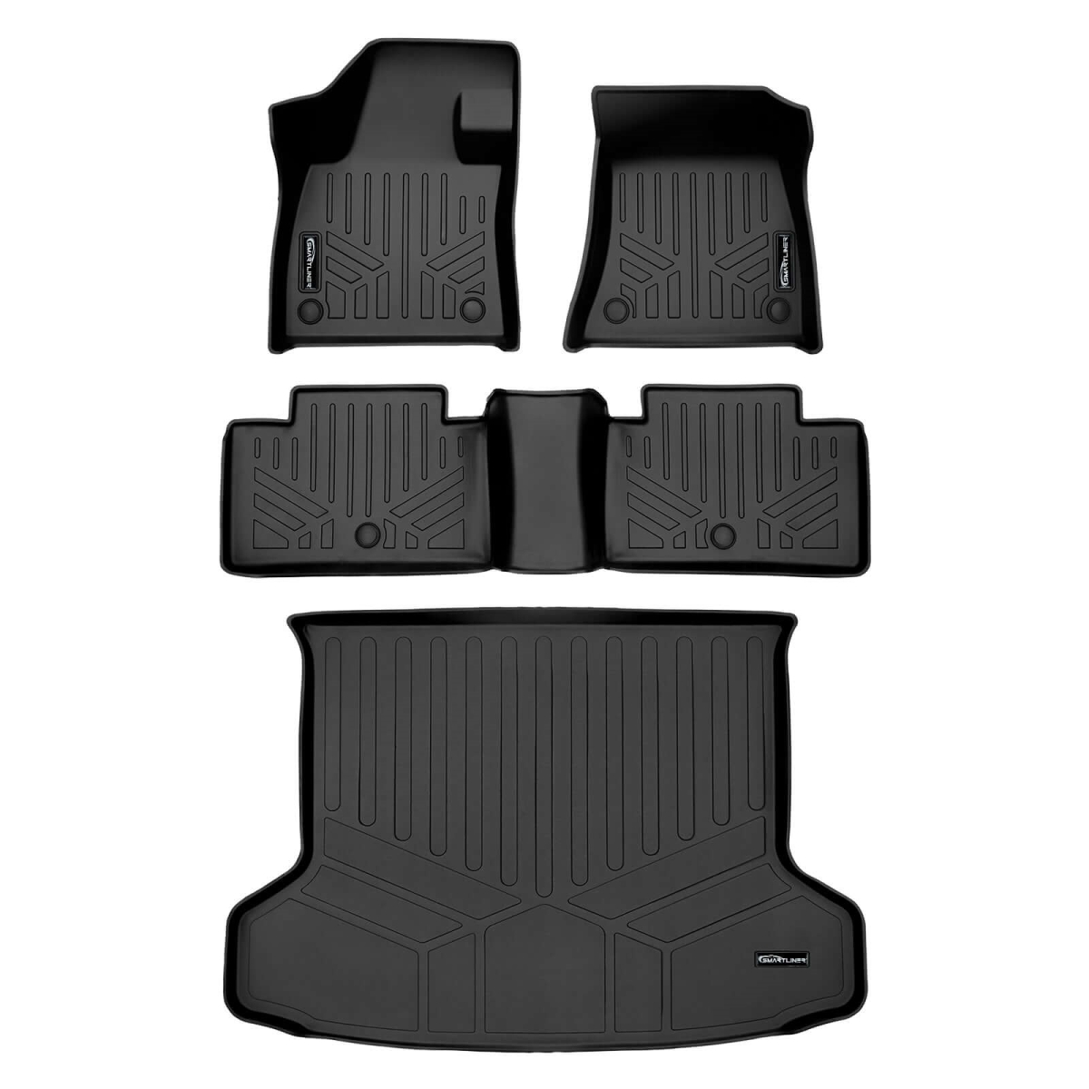 SA0587-B0602-D0602 All Weather 2 Row Floor Mats & Cargo Liner Set for 2021-2024 Infiniti QX50, Black