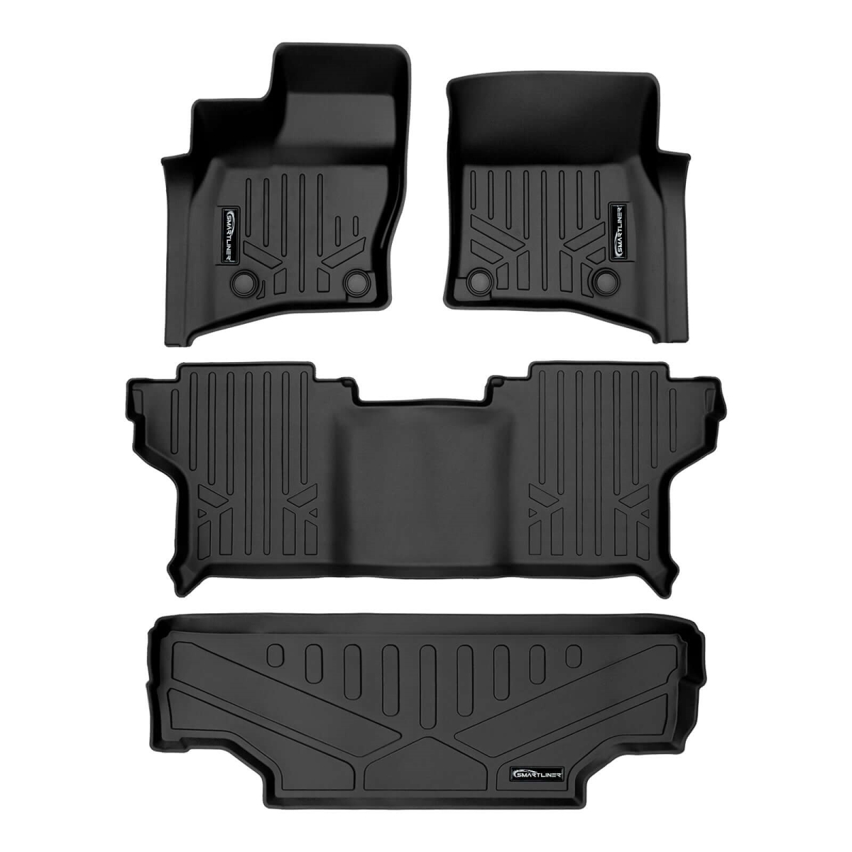 SA0564-B0626-D0626 All Weather 2 Row Floor Mats & Cargo Liner Behind the 2nd Row Set for 2020-2023 Range Rover Defender 90, Black