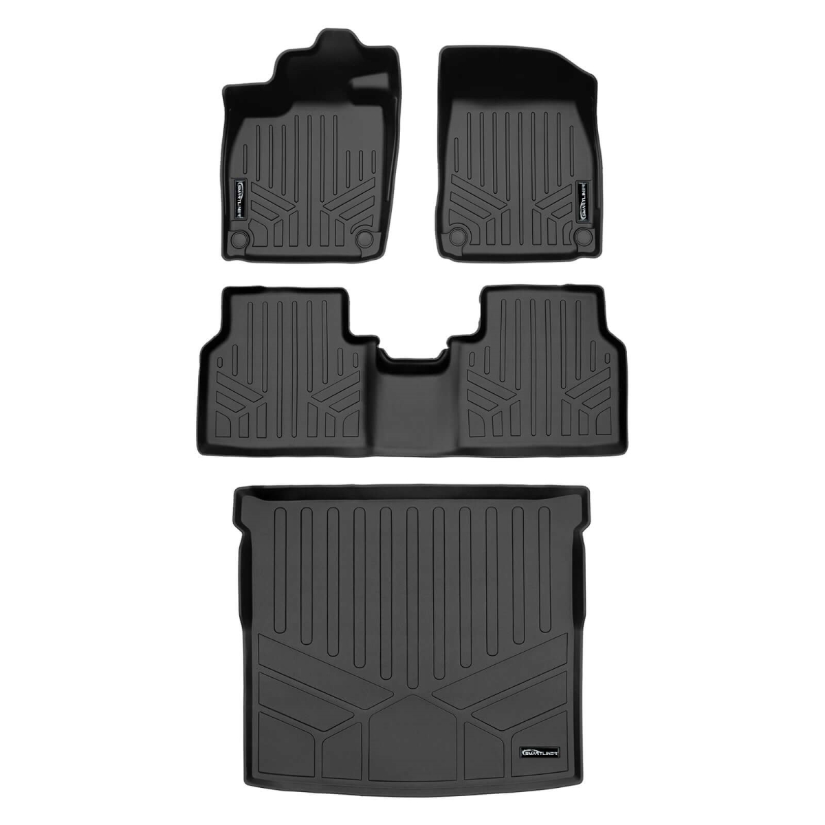 SA0619-B0619-D0619 All Weather 2 Row Floor Mats & Cargo Liner Set for 2021-2023 Volkswagen ID.4, Black