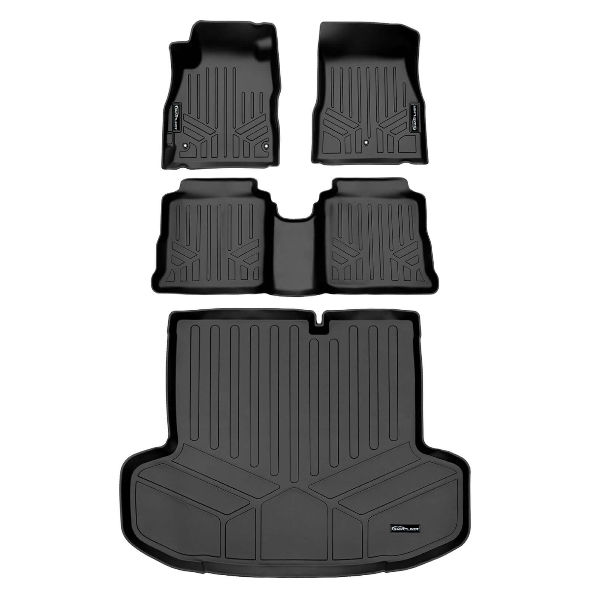 SA0642-B0642-D0642 All Weather Protection 2 Row Floor Liners & Cargo Liner Behind the 2nd Row Seats for 2020-2025 Nissan Versa, Black