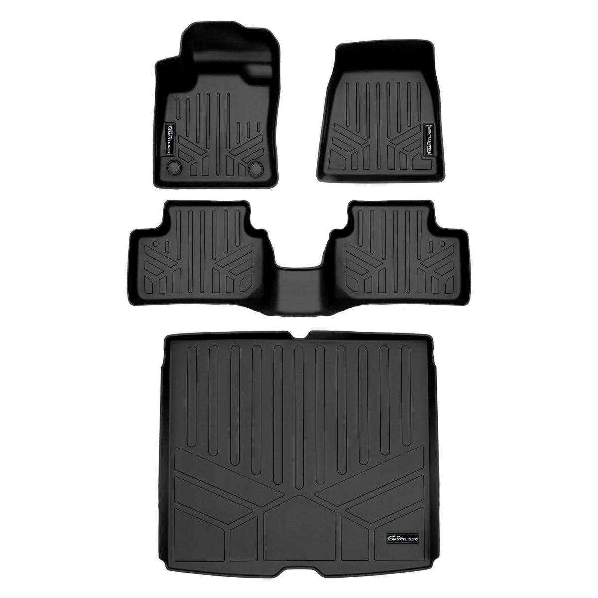 SA0635-B0617-D0588 All Weather 2 Row Floor Mats & Cargo Liner Set for 2022-2023 Volvo C40 Recharge, Black