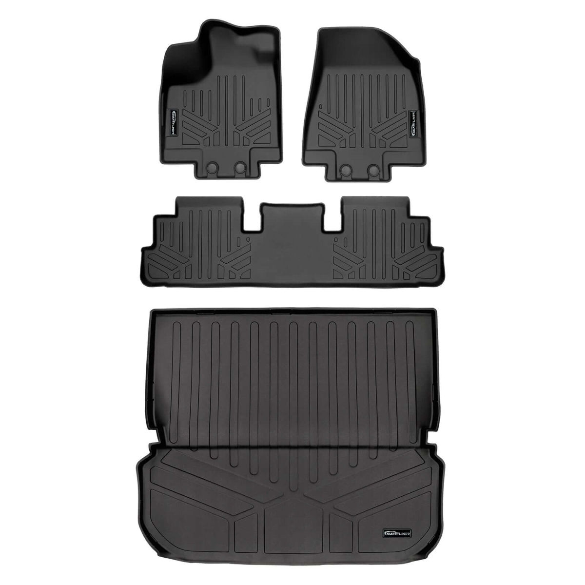 SA0567-B0567-D0579 Floor Mats 2 Rows & Cargo Liner Behind 2nd Row Set for 2022-2023 Infiniti QX60, Black