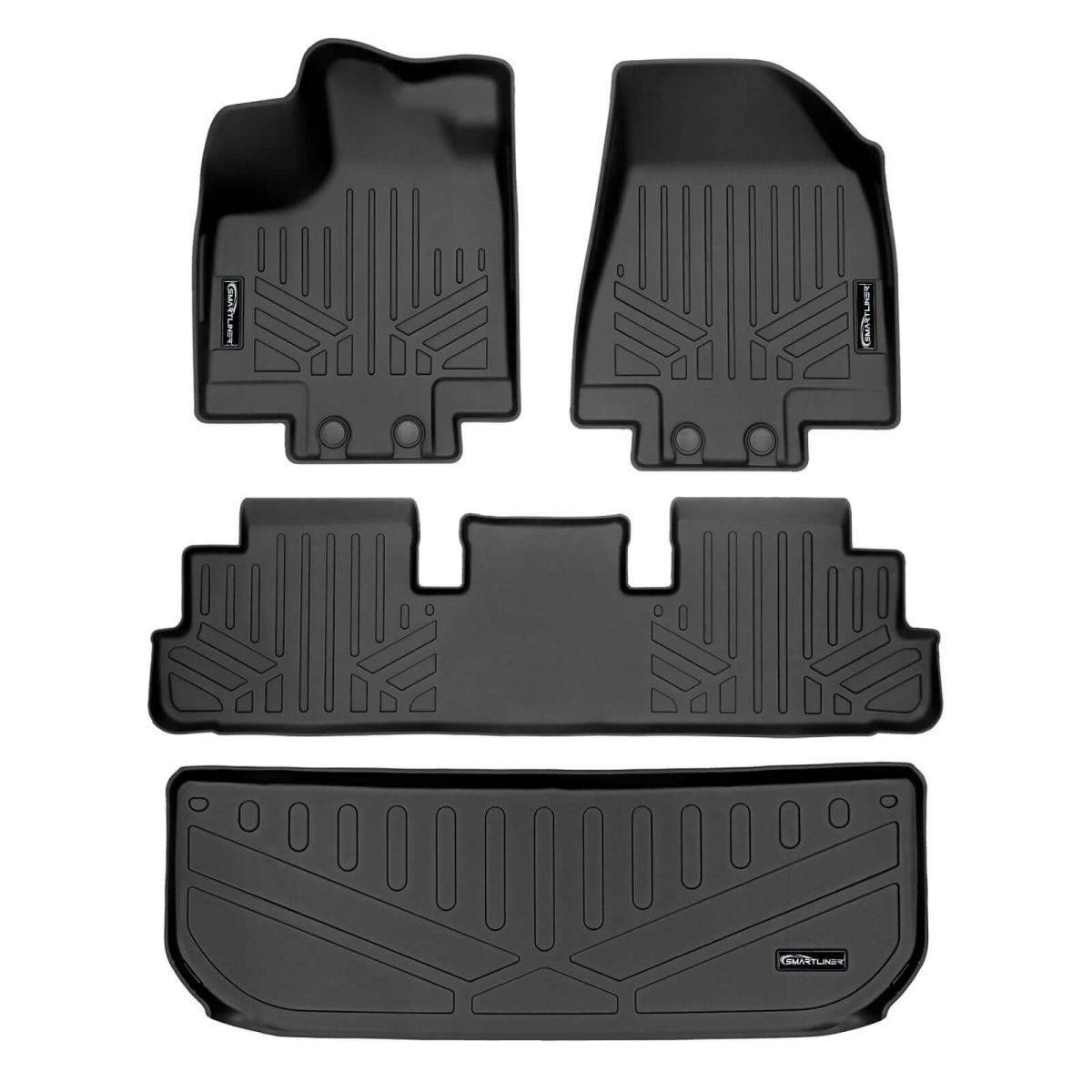 SA0567-B0567-E0579 Floor Mats 2 Rows & Cargo Liner Behind 3rd Row Set for 2022-2023 Infiniti QX60, Black