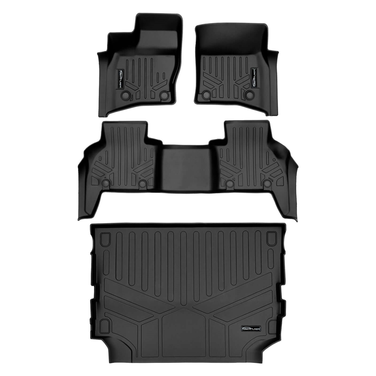 SA0564-B0629-D0629 All Weather 2 Row Floor Mats & Cargo Liner Behind the 2nd Row Set for 2020-2023 Range Rover Defender 110, Black