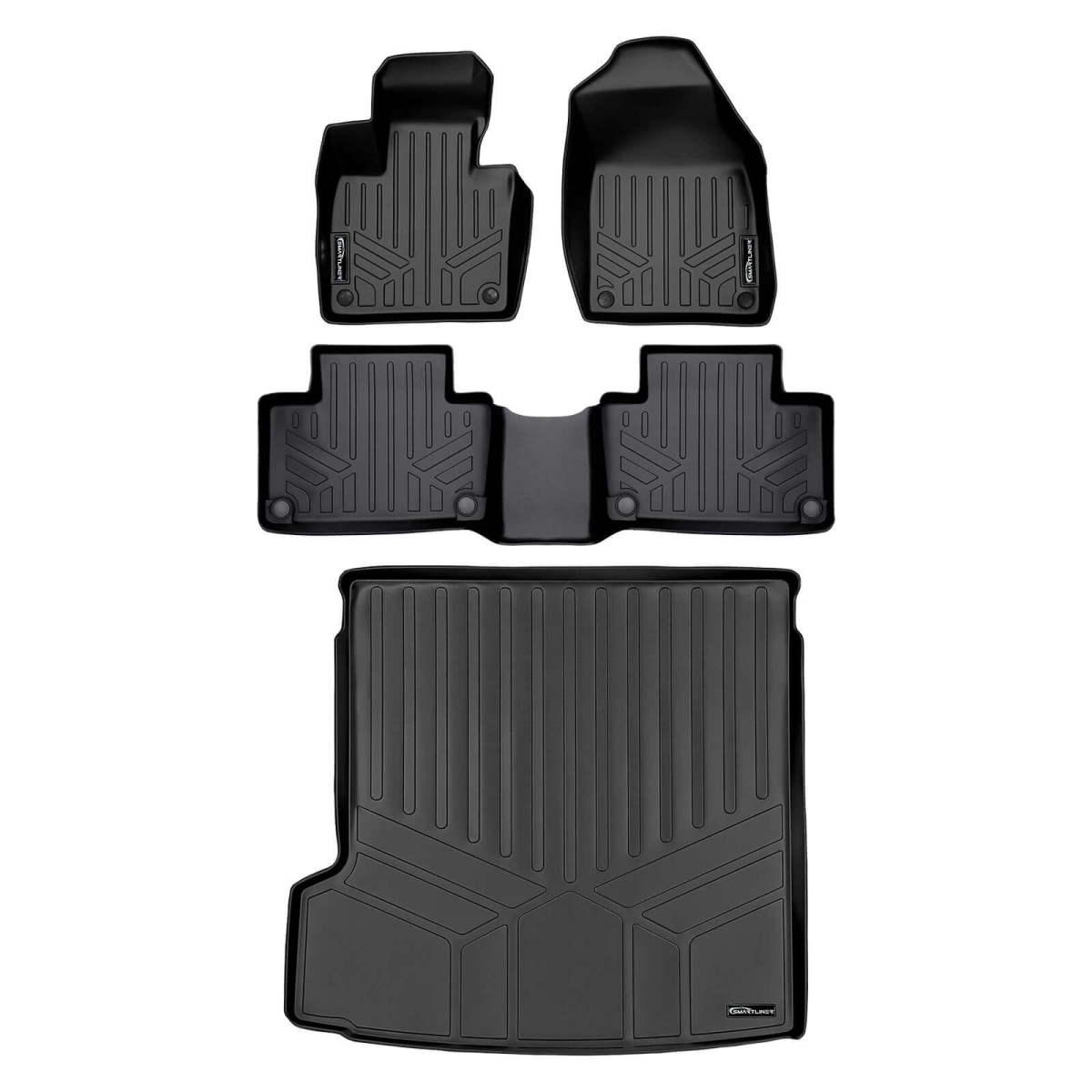 SA0223-B0633-D0223 Floor Mats 2 Rows & Cargo Liner Behind 2nd Row Set for 2020-2023 Volvo XC90, Black