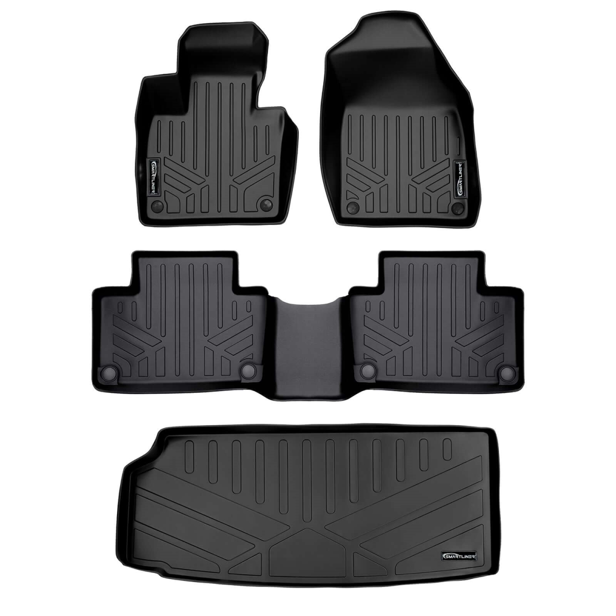 SA0223-B0633-E0223 Floor Mats 2 Rows & Cargo Liner Behind 3rd Row Set for 2020-2023 Volvo XC90, Black