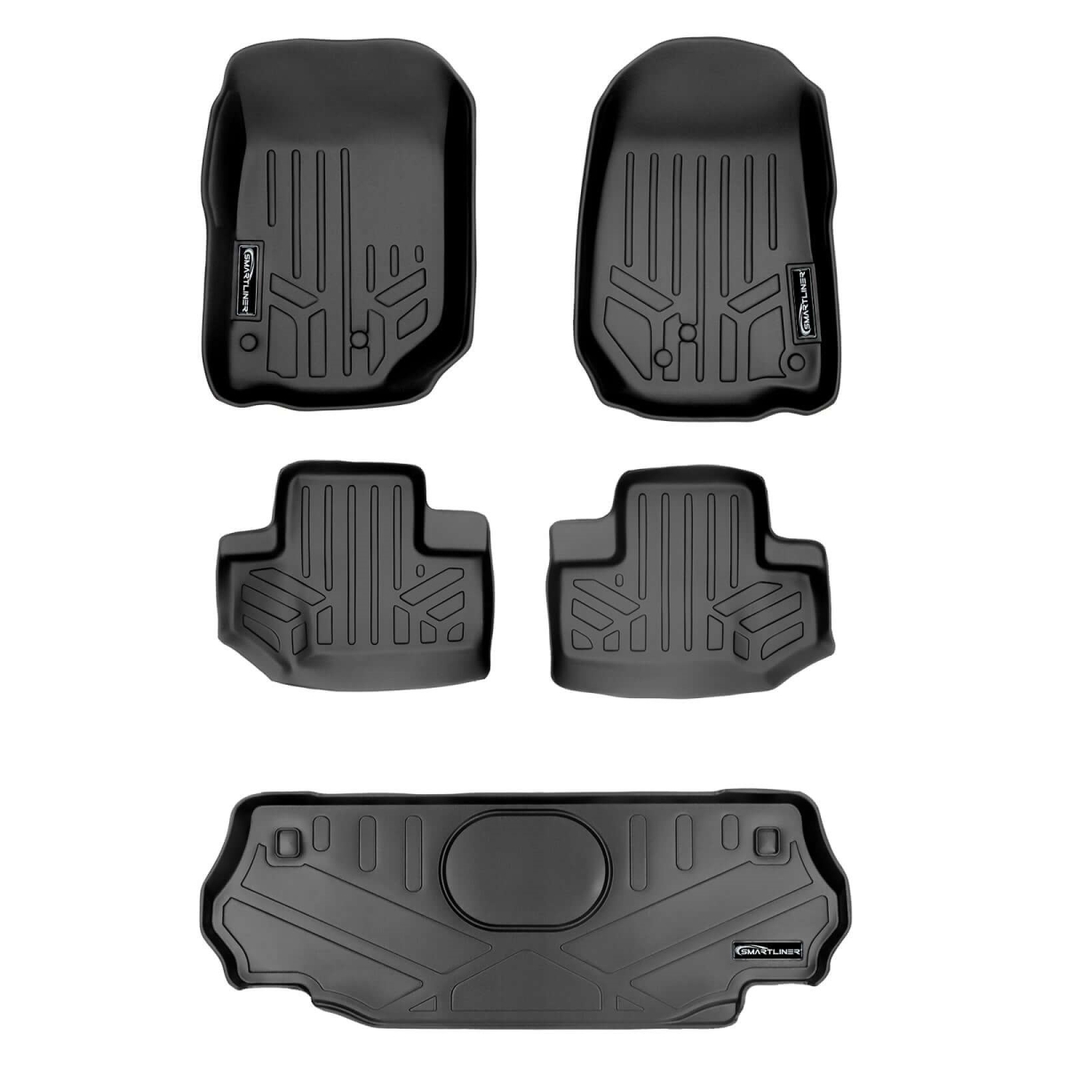 SA0139-B0236-D0236 Floor Mats & Cargo Liner Set for 2011-2013 Jeep Wrangler, Black