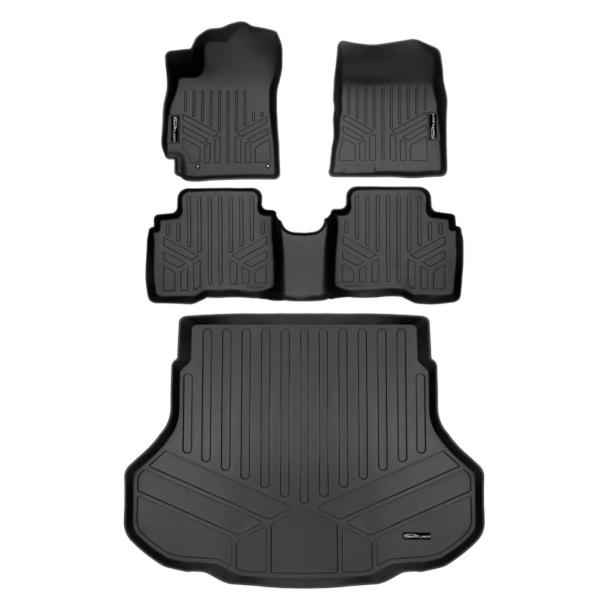 SA0538-B0645-D0538 All Weather 2 Row Floor Mats & Cargo Liner Set for 2021-2024 Hyundai Elantra, Black