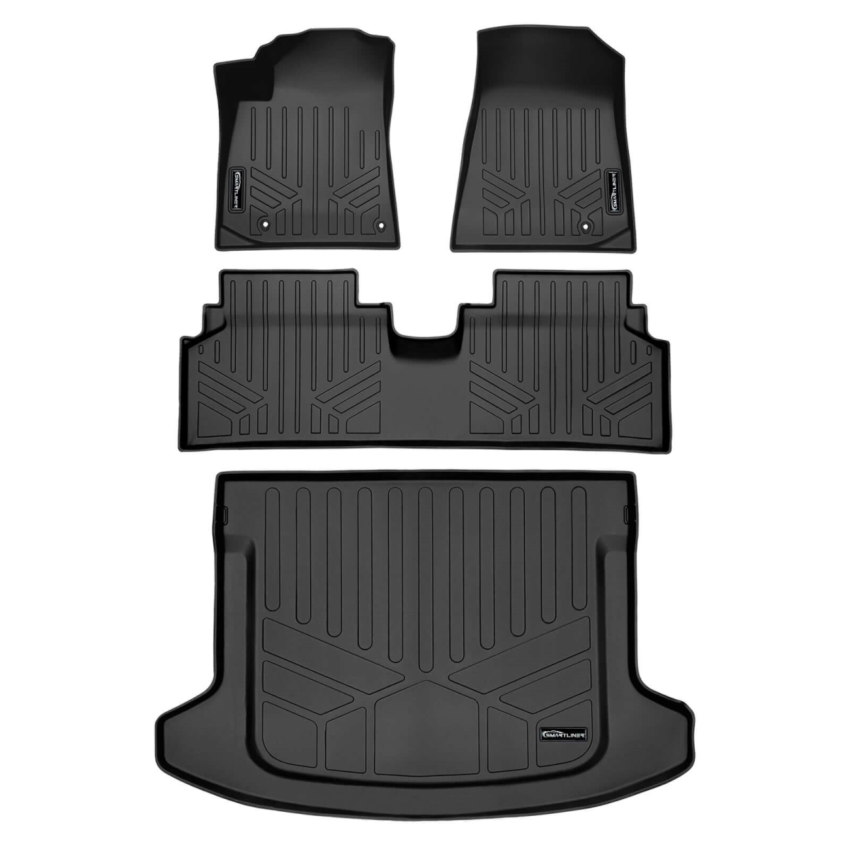 SA0670-B0670-D0652 All Weather 2 Row Floor Mats & Cargo Liner Set for 2023-2024 Kia Niro EV, Black
