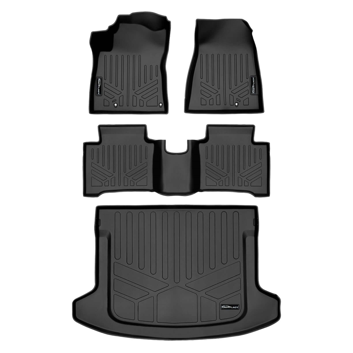 SA0652-B0652-D0652 All Weather 2 Row Floor Mats & Cargo Liner Set for 2023-2024 Kia Niro Hybrid, Black
