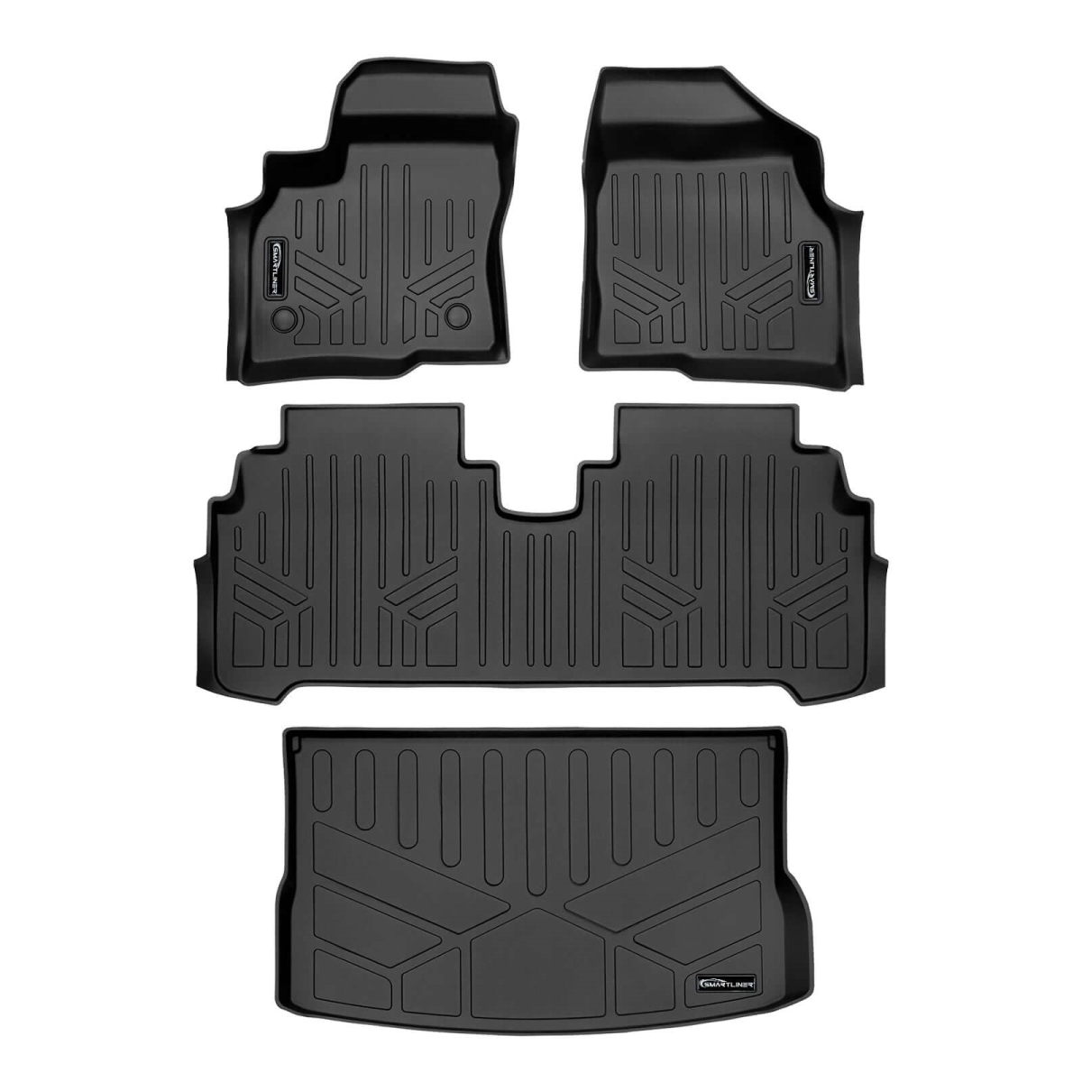 SA0673-B0673-D0673 All Weather 2 Row Floor Mats & Cargo Liner Set for 2022-2024 Chevrolet Bolt EUV, Black