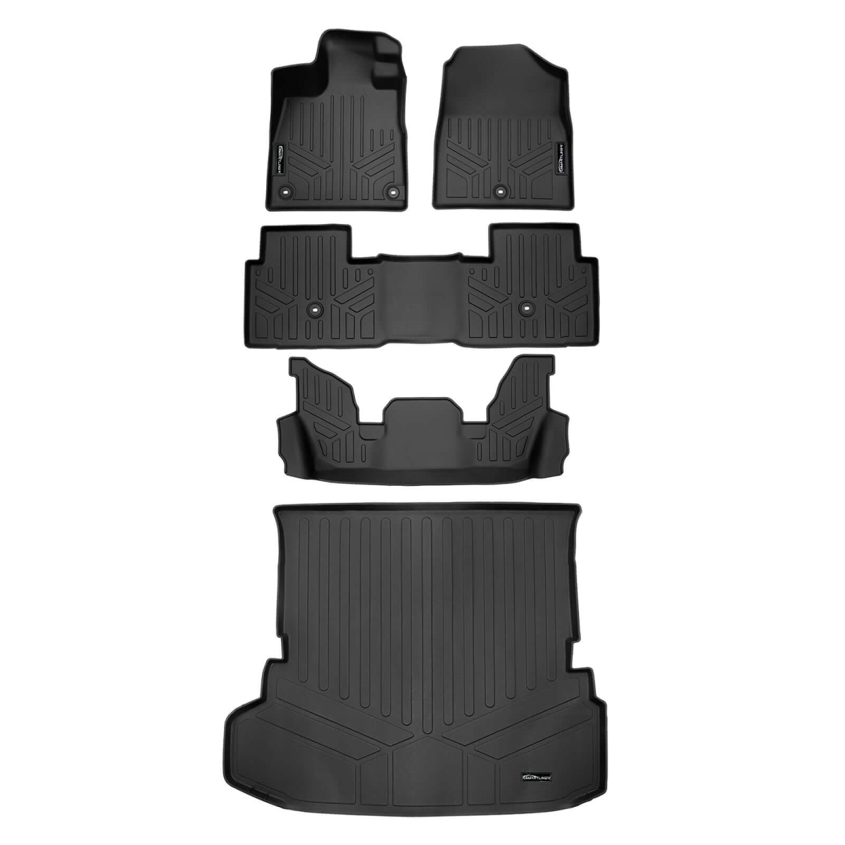 SA0688-B0688-C0688-D0688 All Weather Protection & Cargo Liner Behind 2nd Row Set for 2023-2025 Honda Pilot, Black