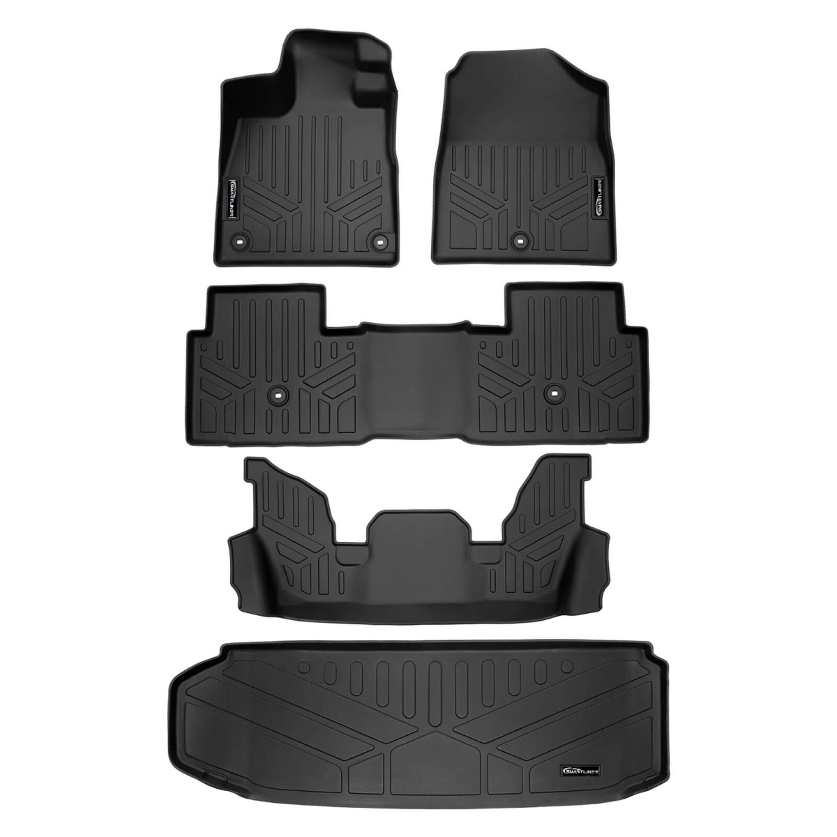 SA0688-B0688-C0688-E0688 All Weather Protection Cargo Liner Behind 3rd Row Set for 2023 Honda Pilot, Black