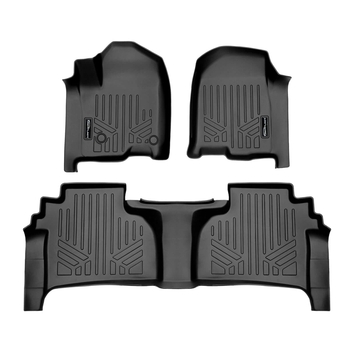SA0400-B0649 2 Row Floor Liners for 2019 Chevrolet Silverado 1500, Black