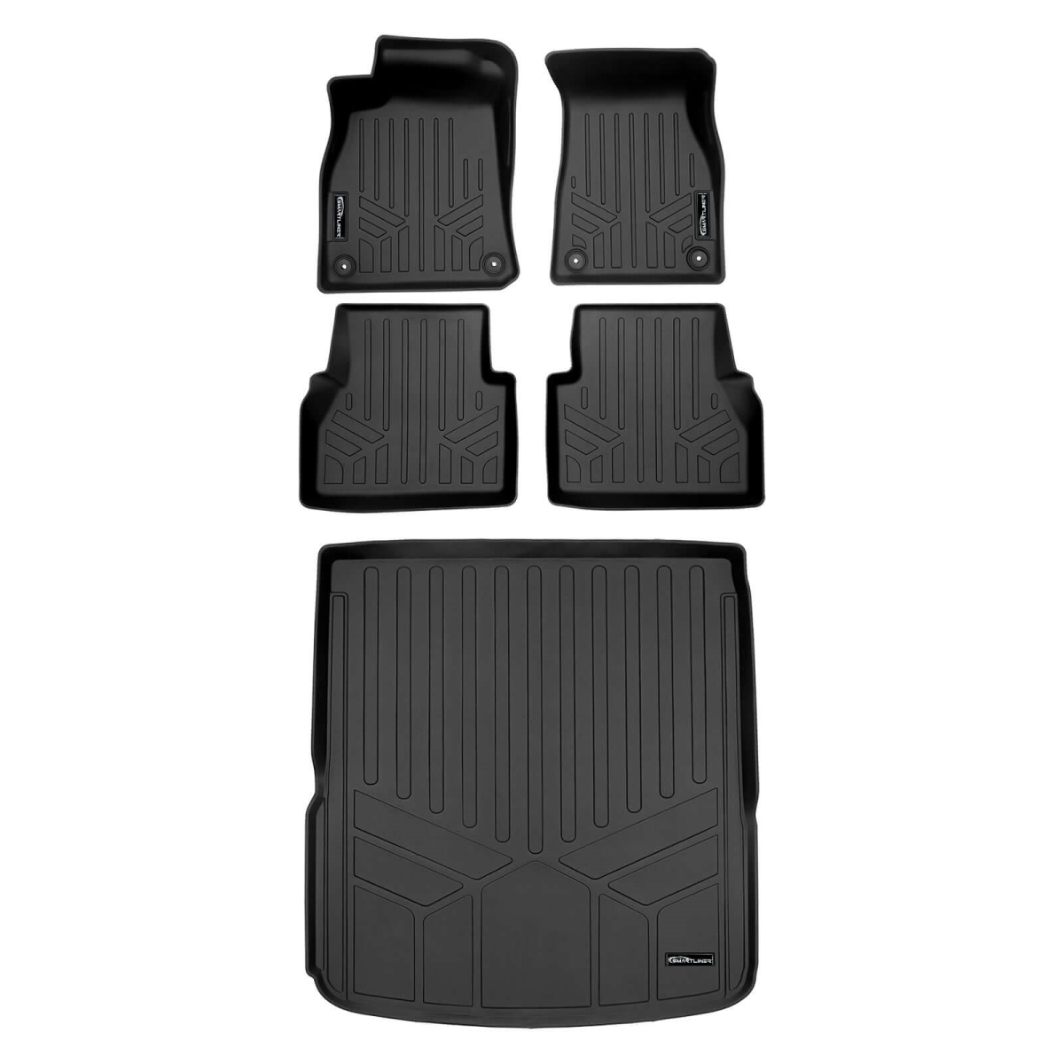 SA0557-B0557-D0654 All Weather Protection 2 Row Floor Liners & Cargo Liner Behind the 2nd Row Seats for 2020-2025 Audi A6, Black