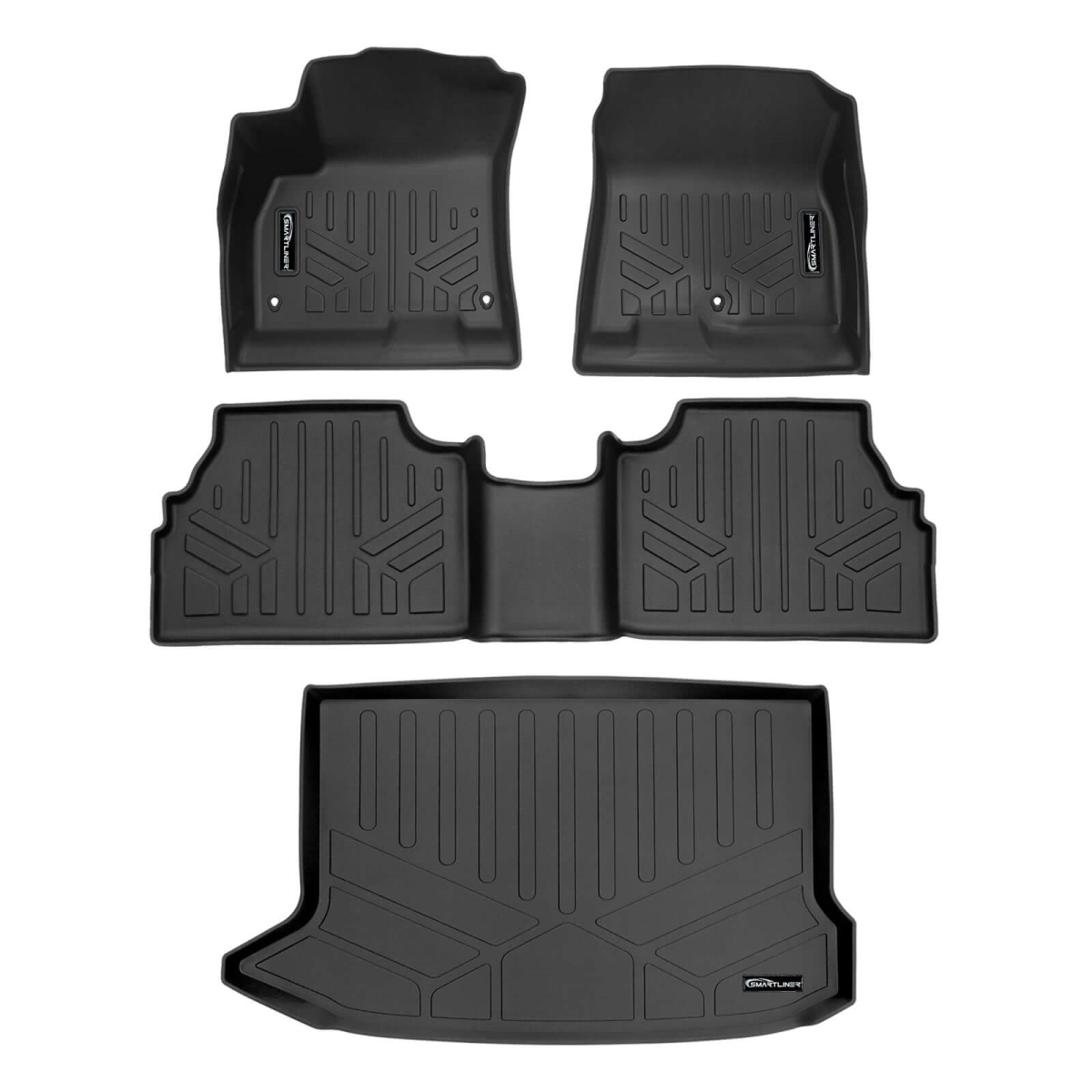 SA0689-B0689-D0371 All Weather Protection Floor Mats 2 Rows & Cargo Liner Set for 2018-2023 Hyundai Kona Electric, Black