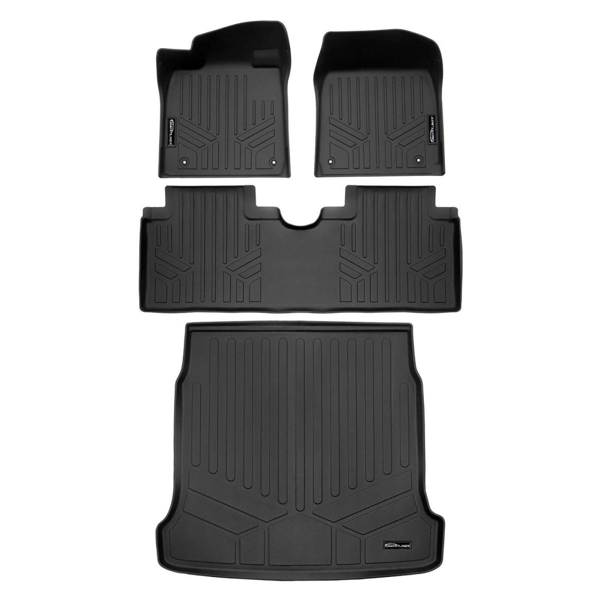 SA0697-B0697-D0697 All Weather Protection 2 Row Floor Liners & Cargo Liner Behind the 2nd Row Seats for 2023-2025 Hyundai Ioniq 6, Black