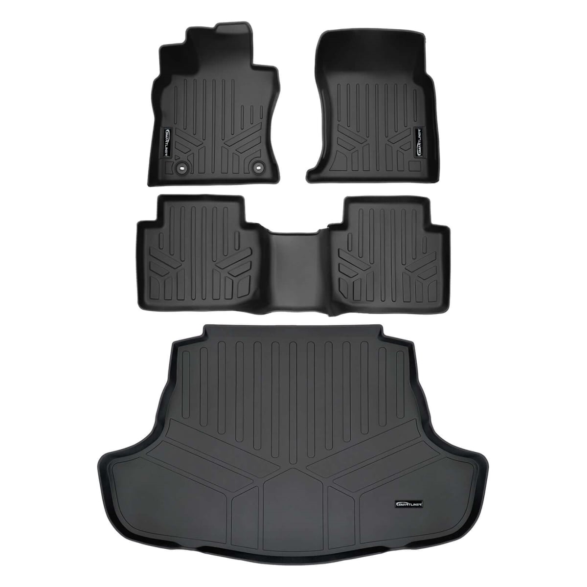 SA0675-B0675-D0330 All Weather Protection 2 Row Floor Mats & Cargo Liner Set for 2020-2023 Toyota Camry, Black