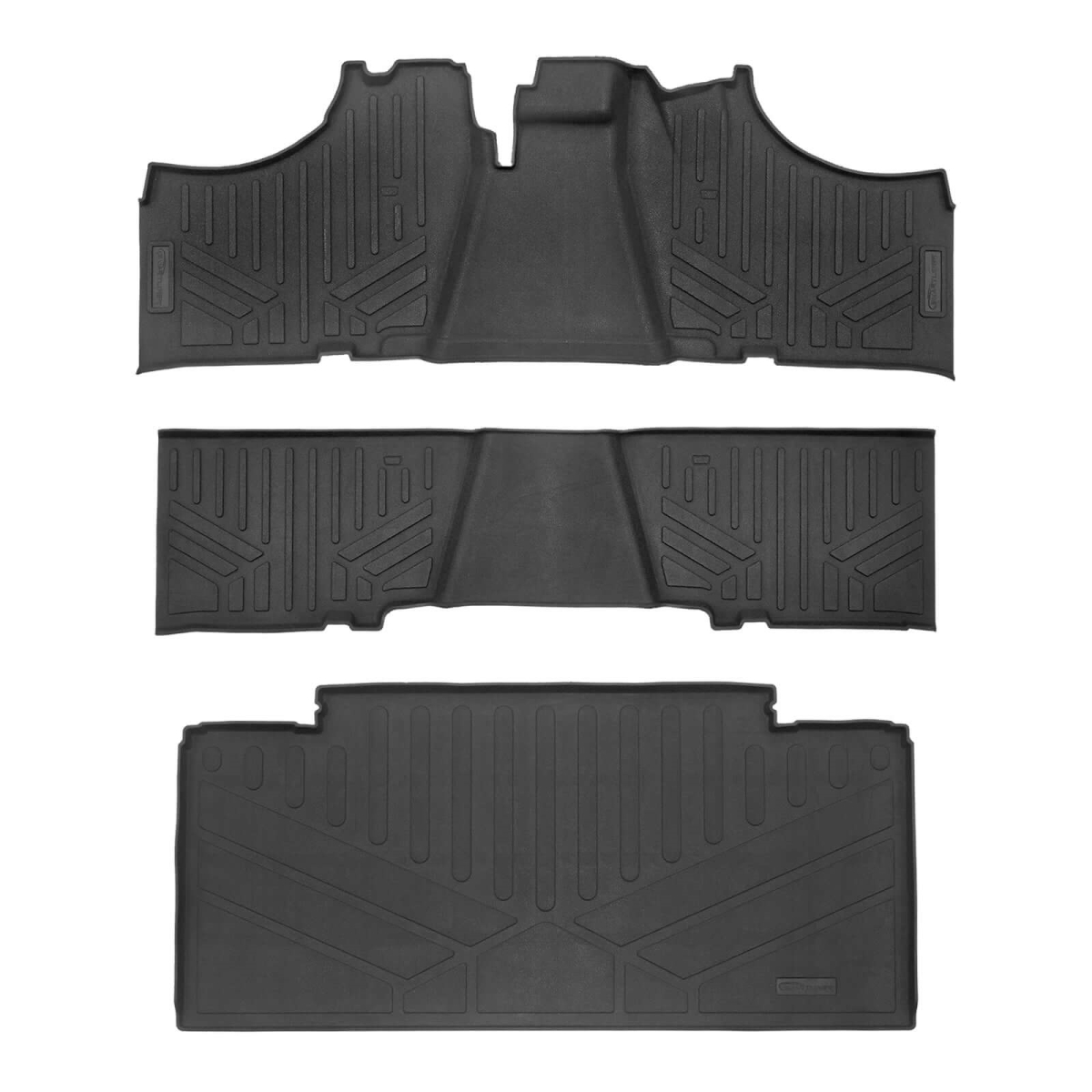 UA0128-UB0128-UK0128 All Weather Protection 2 Row & Cargo Bed Rugged Rubber Floor Liner Set for 2019-2024 Kawasaki Mule PRO, Black