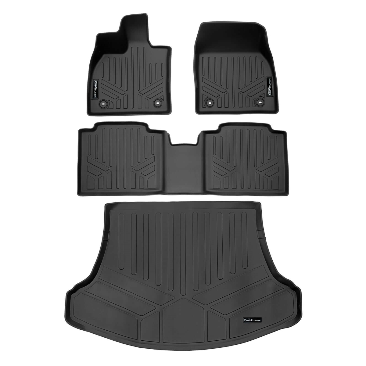SA0702-B0702-D0702 All Weather Protection 2 Row Floor Mats & Cargo Liner Set for 2023-2024 Lexus RZ, Black