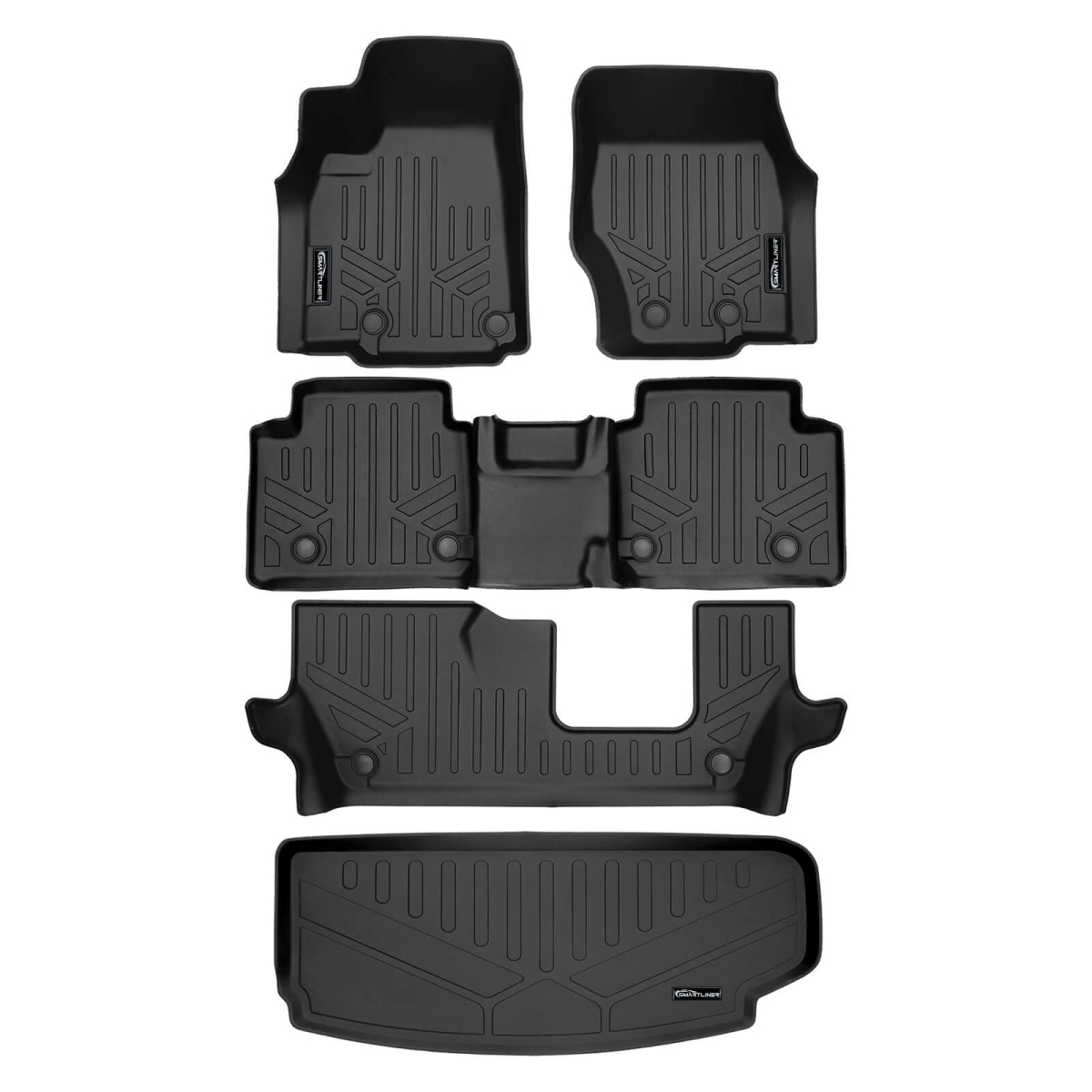 SA0674-B0568-C0568-E0568 3 Rows & Cargo Liner Behind the 3rd Row Set for 2023 Jeep Grand Cherokee L, Black