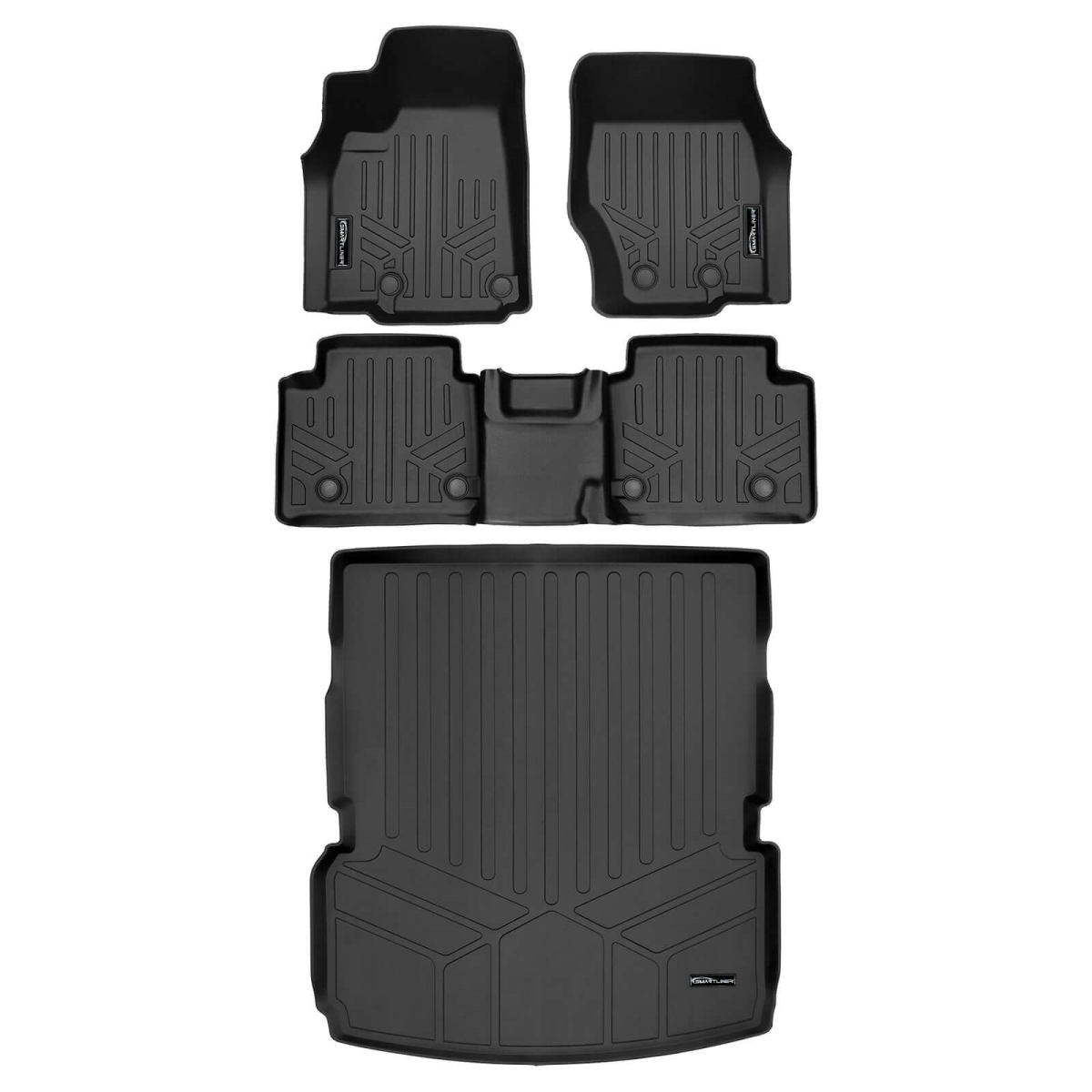 SA0674-B0568-D0568 All Weather 2 Rows & Cargo Liner Behind the 2nd Row Set for 2021-2023 Jeep Grand Cherokee L, Black