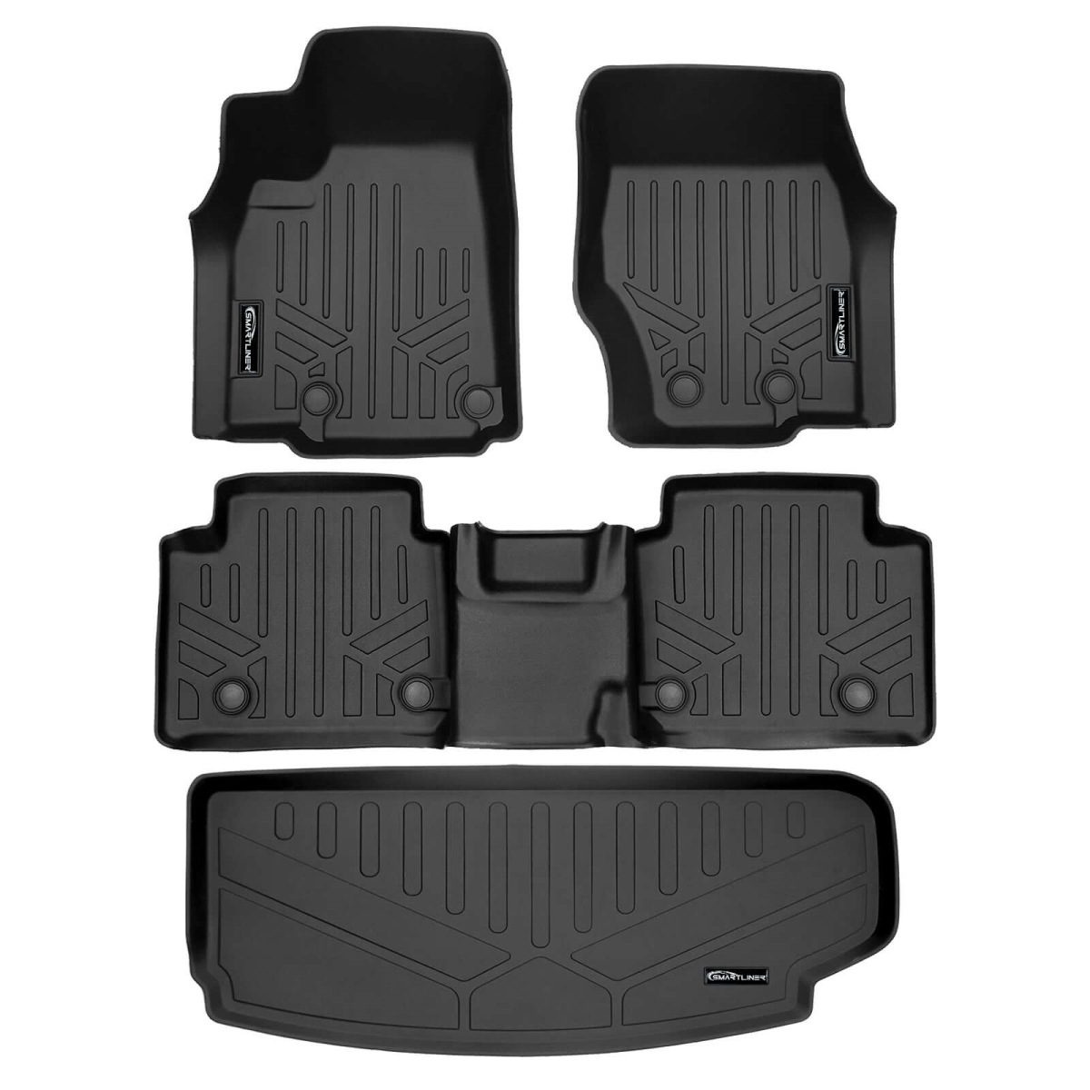 SA0674-B0568-E0568 2 Rows & Cargo Liner Behind the 3rd Row Set for 2021-2023 Jeep Grand Cherokee L, Black