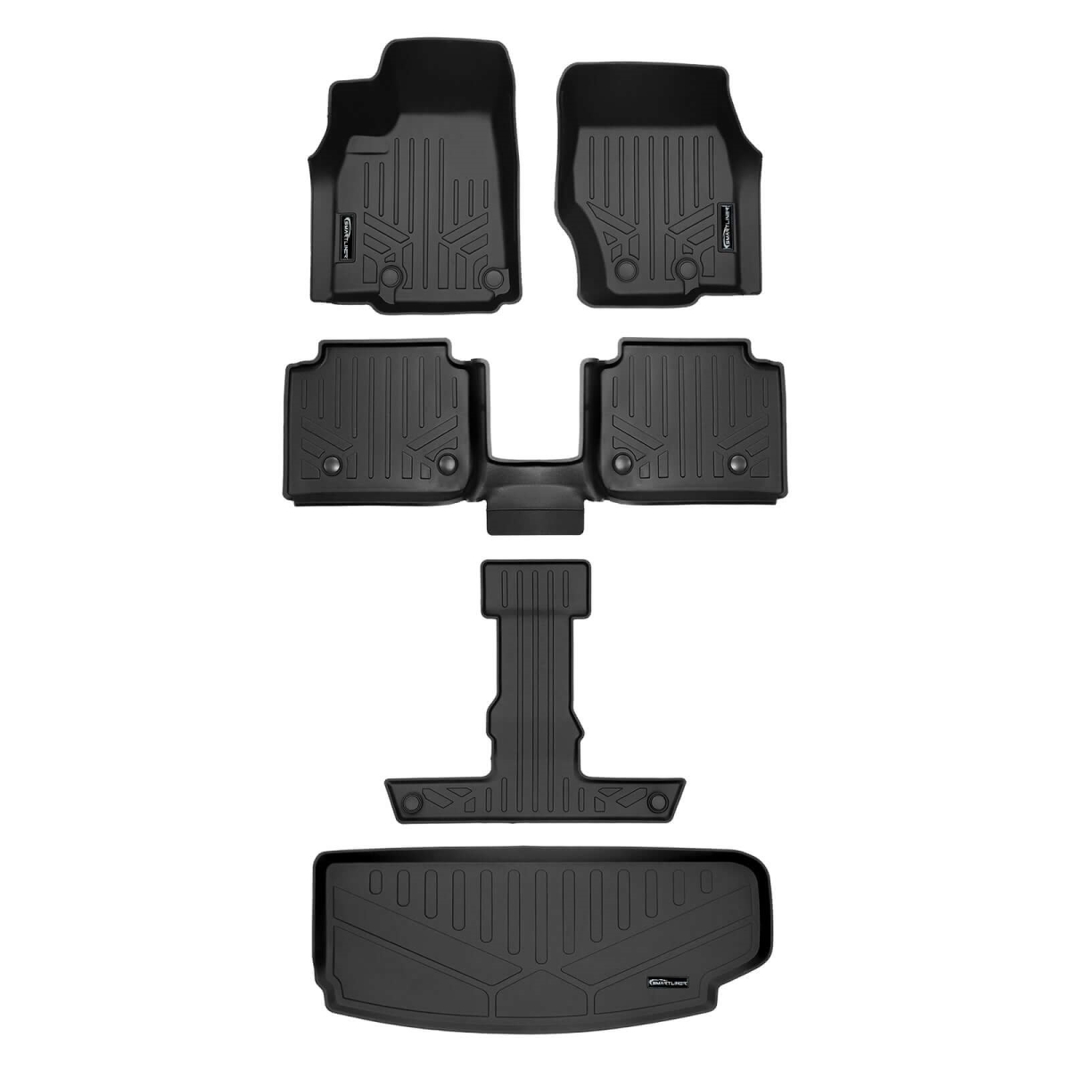 SA0674-B0569-C0569-E0568 3 Rows & Cargo Liner Behind the 3rd Row Set for 2021-2023 Jeep Grand Cherokee L, Black - 6 Passenger
