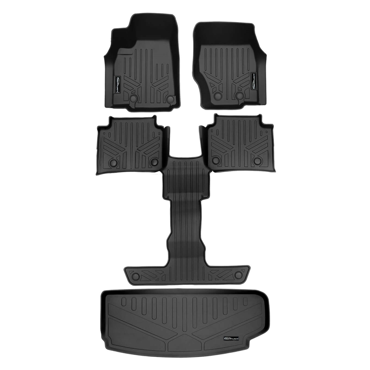 SA0674-B0570-E0568 3 Rows & Cargo Liner Behind the 3rd Row Set for 2025 Jeep Grand Cherokee L, Black