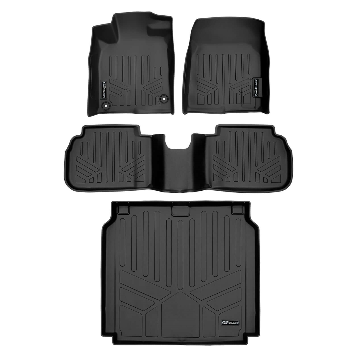SA0586-B0597-D0681 All Weather Protection 2 Row Floor Liners & Cargo Liner Behind the 2nd Row Seats for 2023-2025 Acura Integra, Black