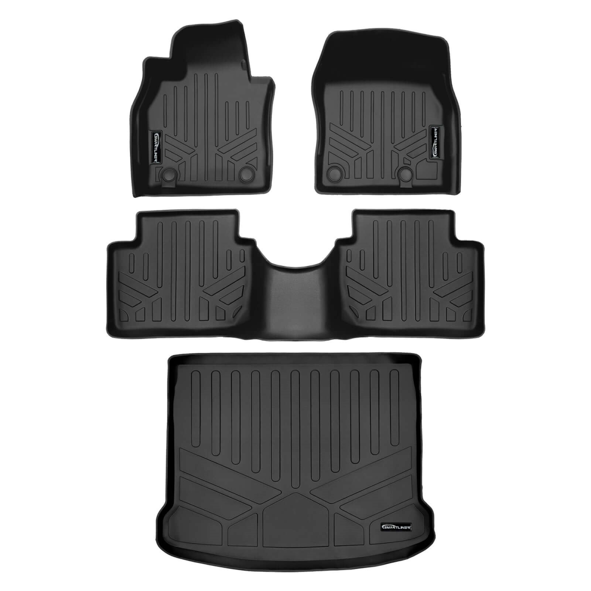 SA0609-B0696-D0610 All Weather 2 Row Floor Mats & Cargo Liner Set for 2019-2023 Mazda 3, Black