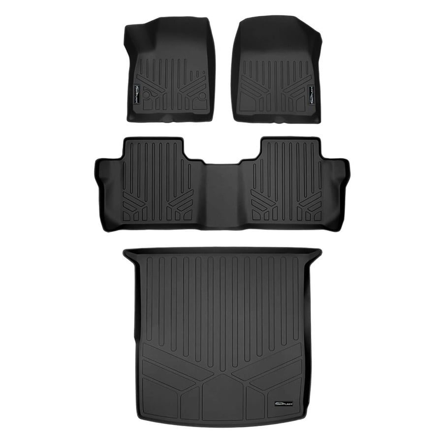 A0230-B0248-D0507 Custom Fit Floor Mats 2 Row Liner Set & Cargo Liner for 2017-2021 GMC Acadia 5 Passenger, Black