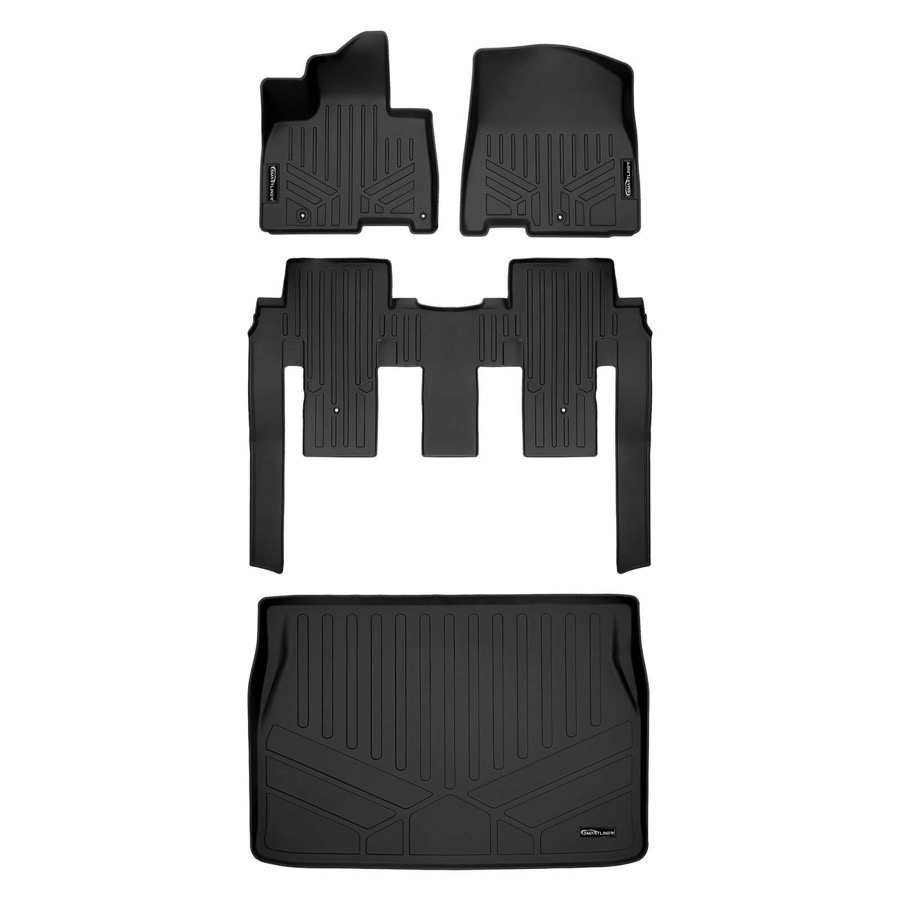 A0556-B0556-D0556 Custom Fit 2 Row & Cargo Liner Behind the 2nd Row Floor Mat Liner Set for 2022-2023 Kia Carnival MPV, Black