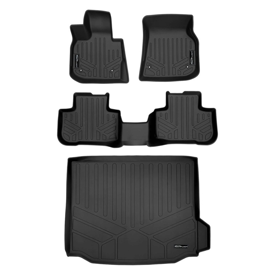 A0484-B0484-D0484 Custom Fit 2 Row Floor Mats & Cargo Liner - Behind 2nd Row Set for 2018-2021 BMW X3, Black
