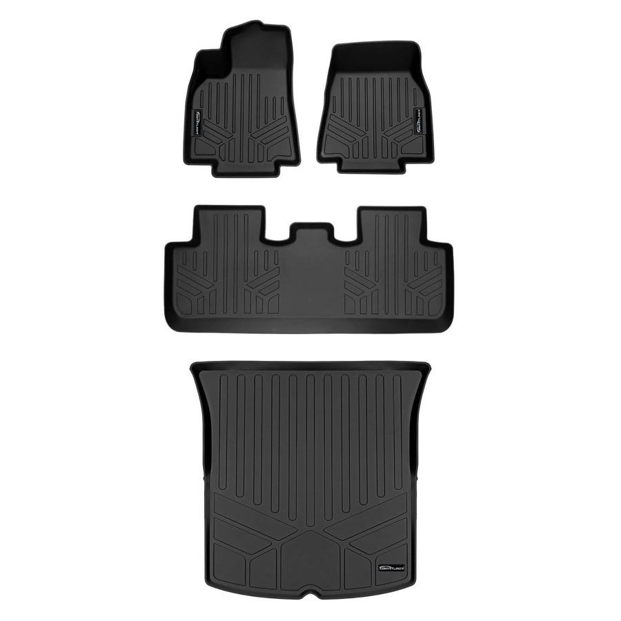 A0529-B0529-D0529 All Weather Protection Custom Fit 2 Rows Floor & Cargo Liner - Behind 2nd Row Set for 2020-2023 Tesla Model Y, Black