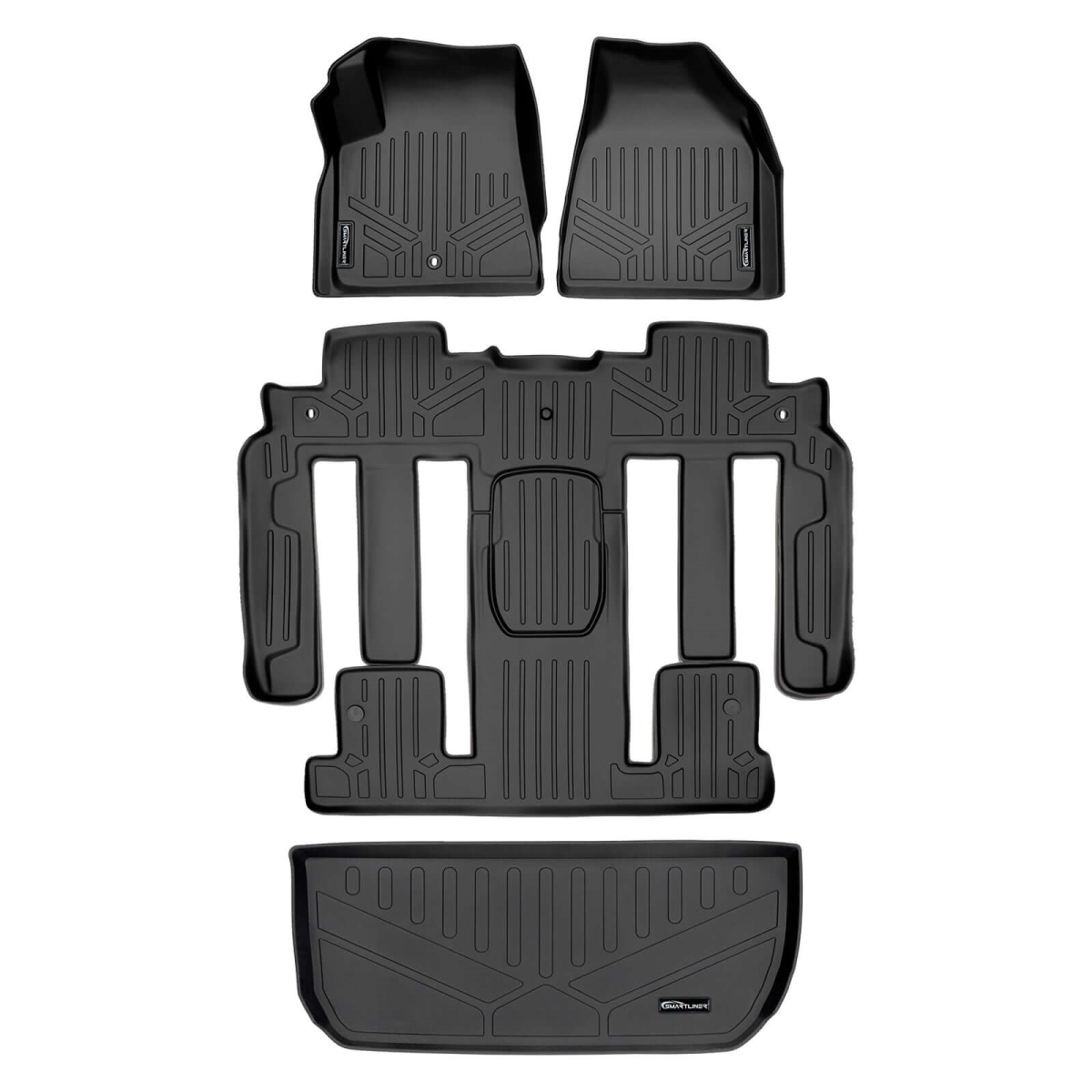 SA0043-B0044-P-D0044-N1 4 Rows Custom Fit Floor Liners for 2011-2017 Chevrolet Traverse 7 Passenger