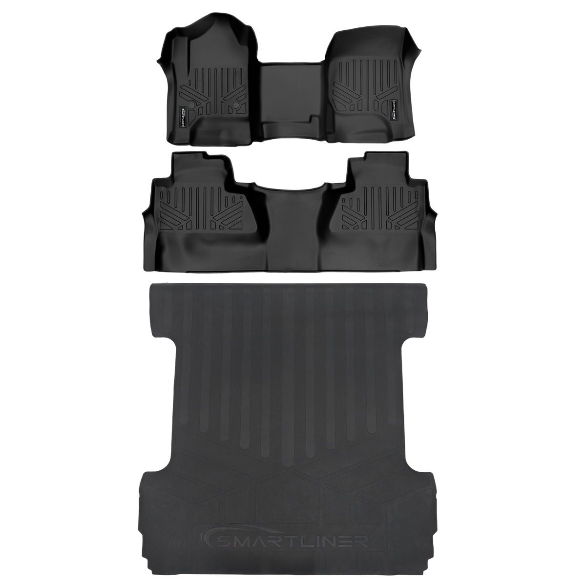 SA0226-B0382-J0136 3 Rows Custom Fit Floor Liners for 2014-2018 Chevrolet Silverado 1500 Crew-Cab
